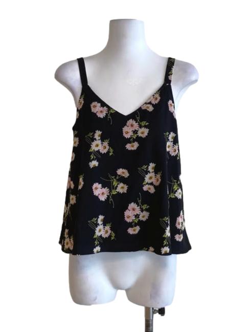 Sable Black Sleeveless Pink Floral Shirt