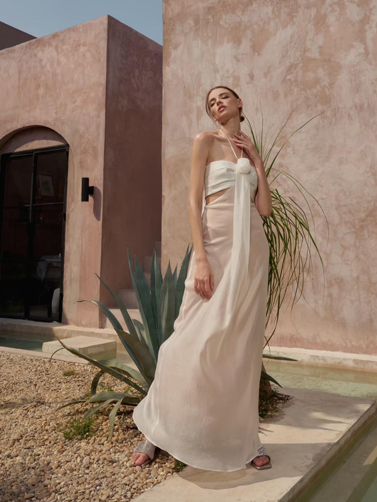 Coconut White Rosey Gana Sweetheart Halter Dress CSN