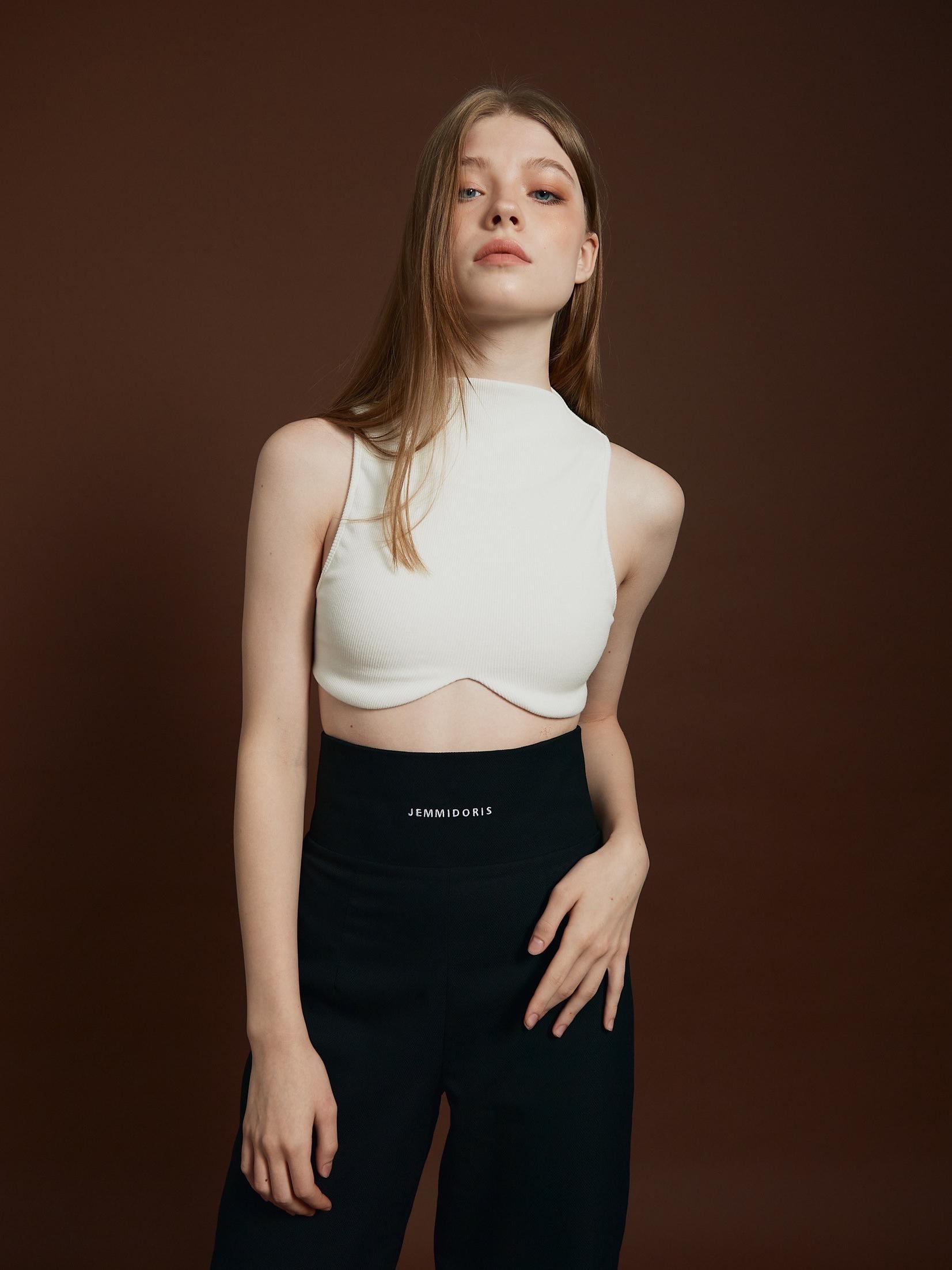 Powder White Mandy Ribbed Tank Top CSN