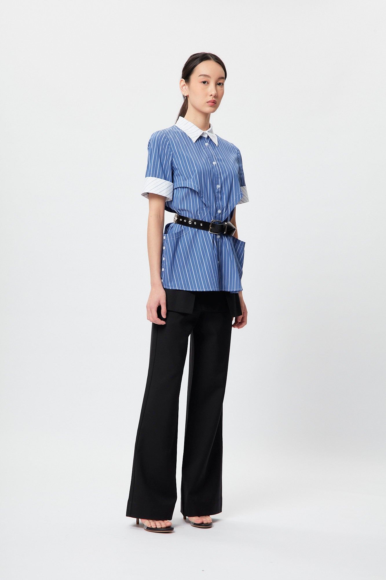 Structural Layers Shirt In Blue Stripe CSN