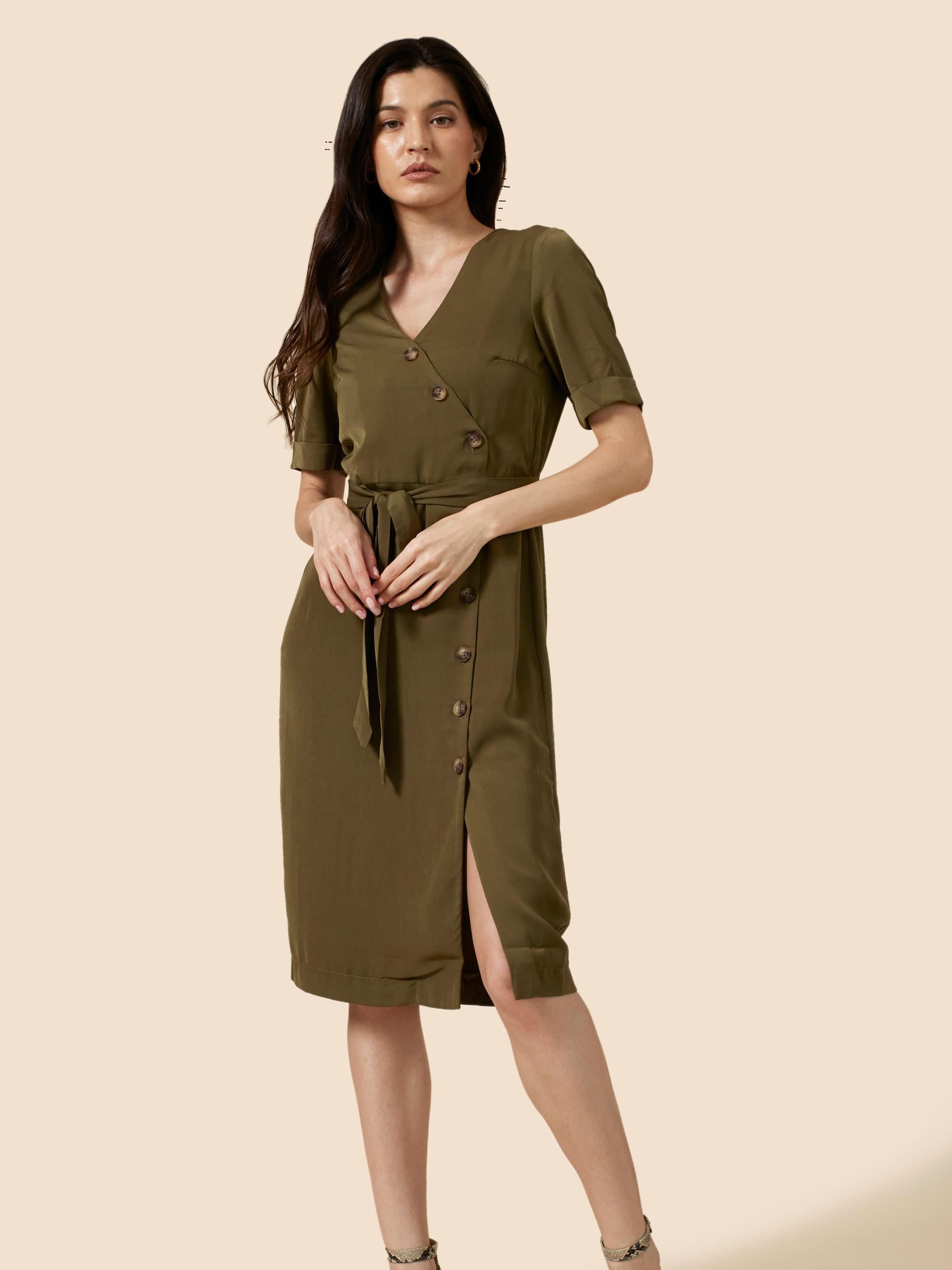 Emelie Dress In Olive Green CSN