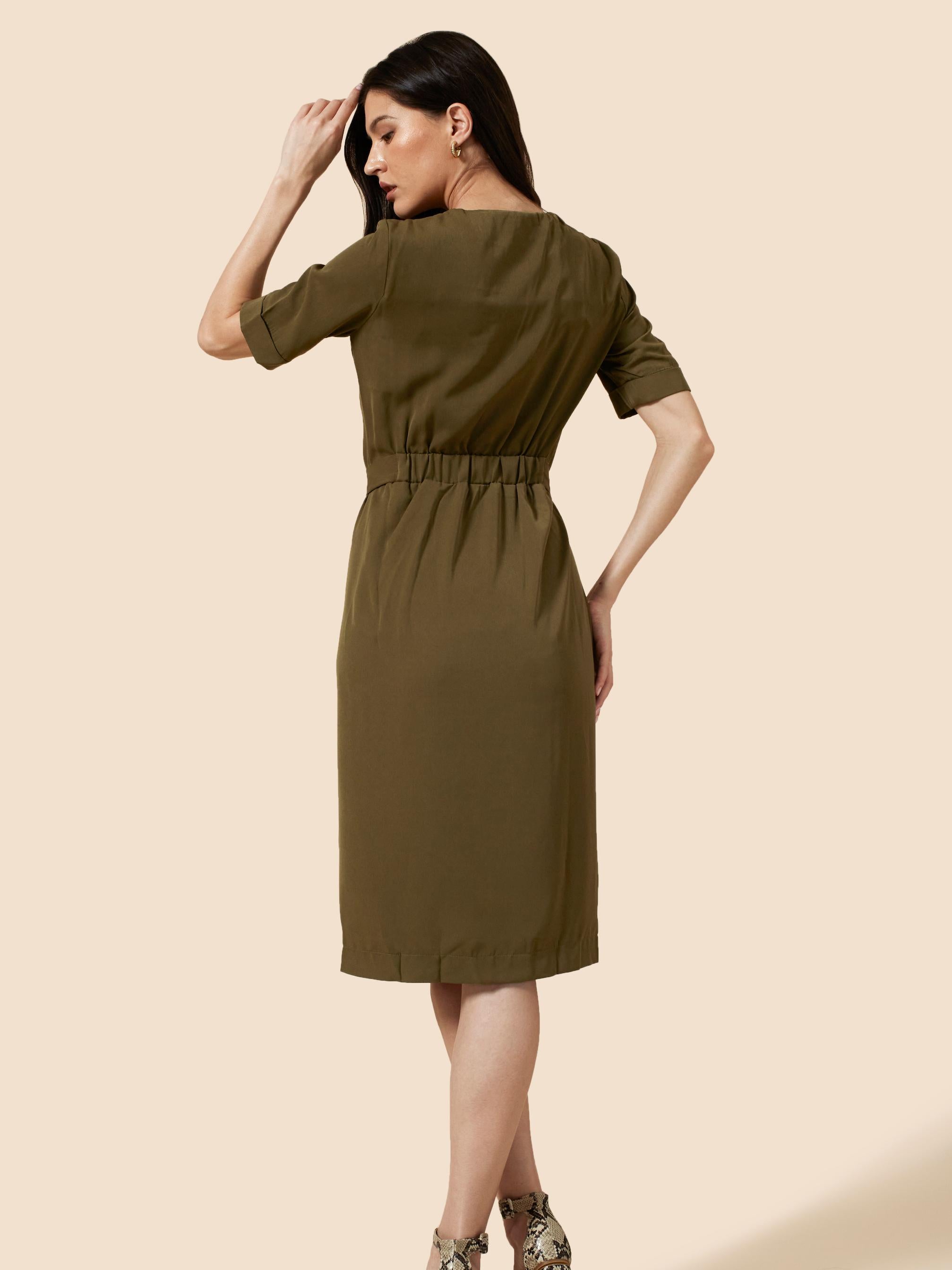 Emelie Dress In Olive Green CSN