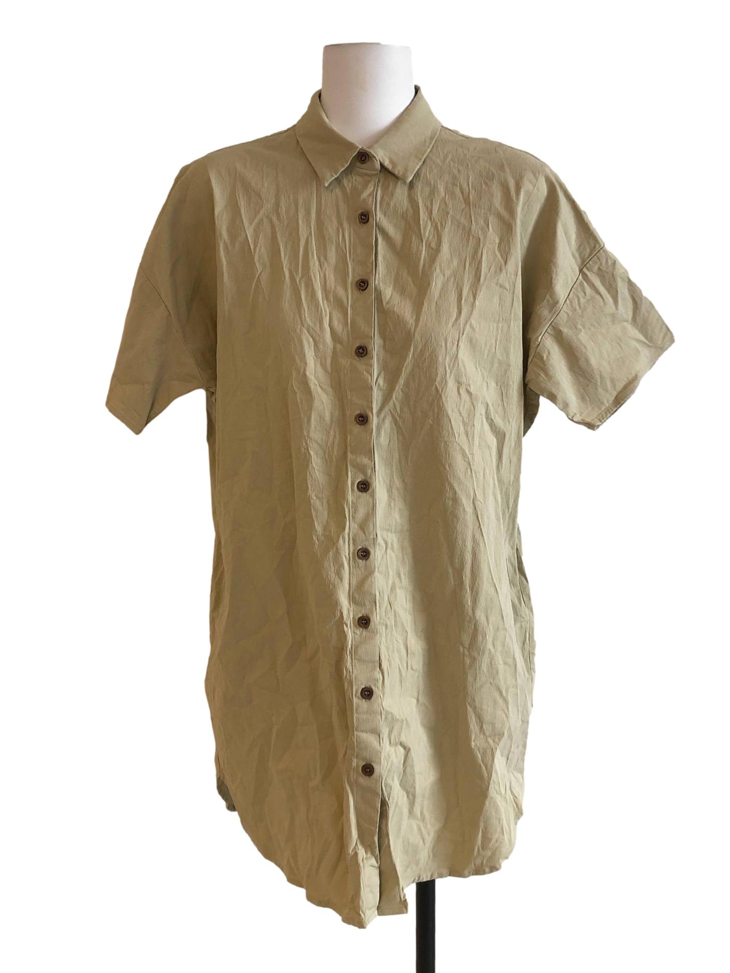 Cotton Button-Down Shirt Dress OSN