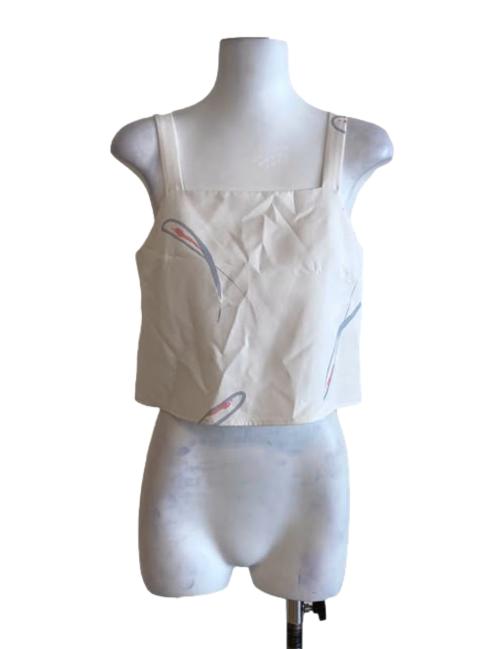 Cotton White Sleeveless Pattern Top
