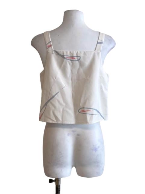 Cotton White Sleeveless Pattern Top
