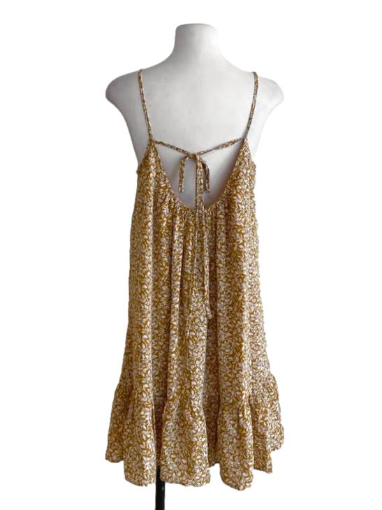 Medallion Yellow Floral Drop Waist Dress