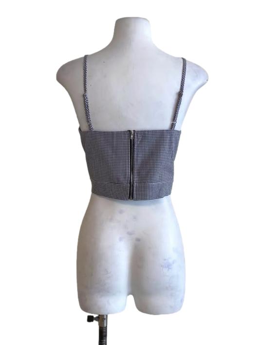 Dark Blue Checkerboard Wrap Sleeveless Crop