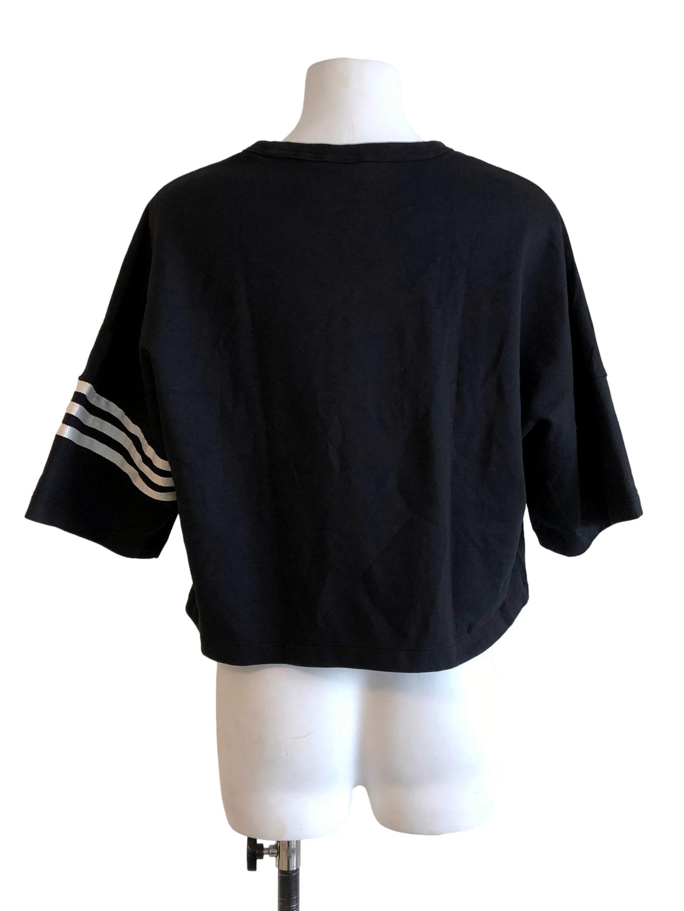 Black 3 Stripes Sleeve Adidas Cropped Top