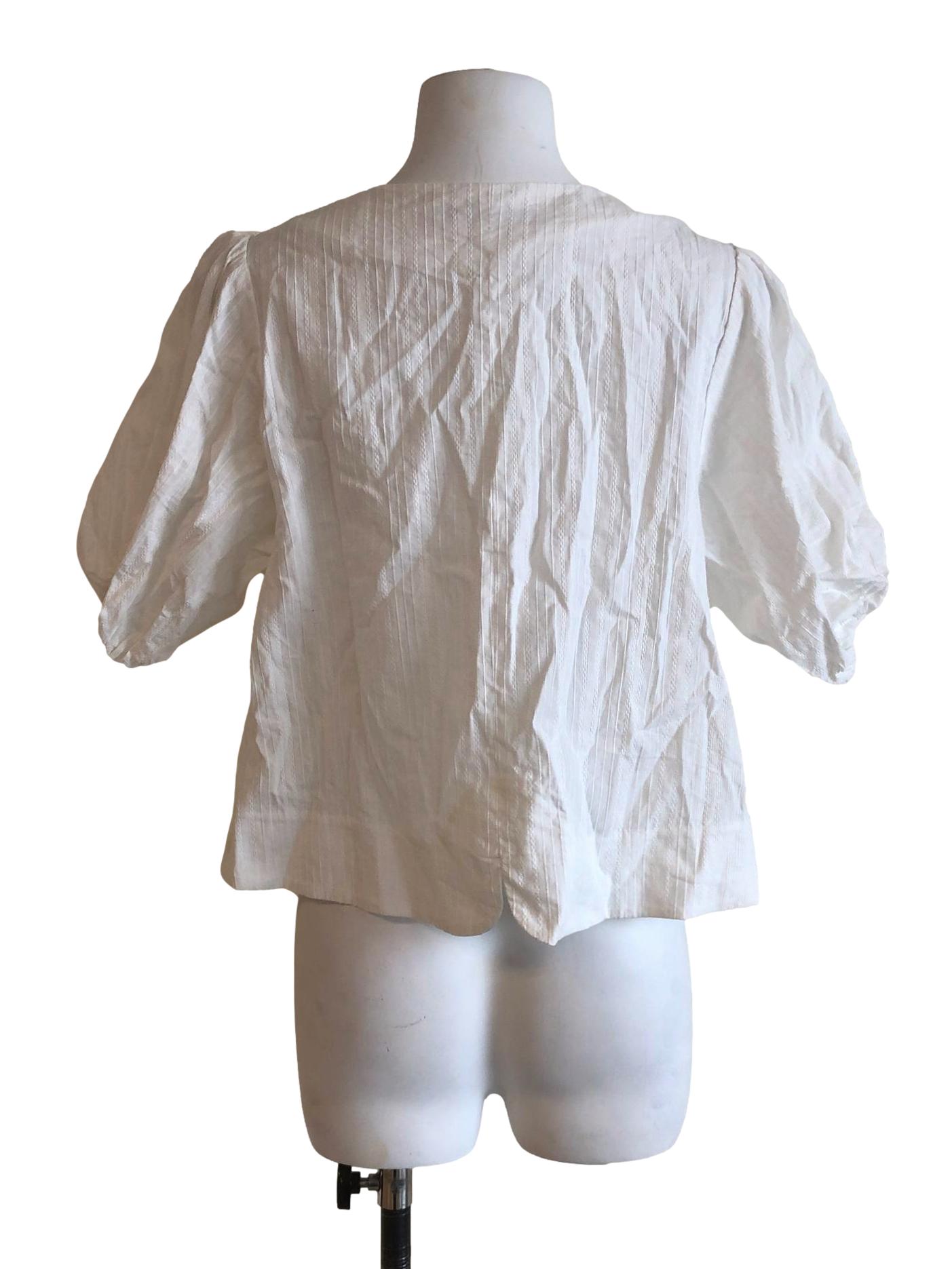 White Lace Puff Sleeve Cropped Top STH