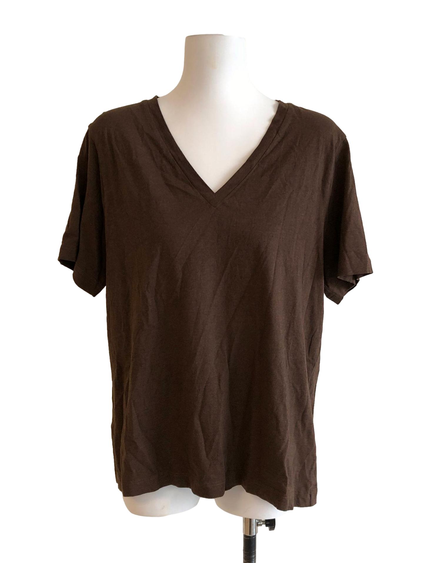 Coffee Brown V Neck Summer T Shirts