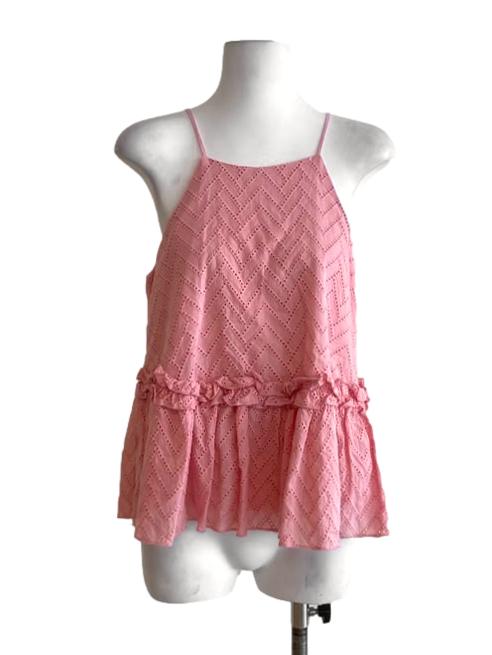 Peach Pink Lace Button Down Sleeveless Dress