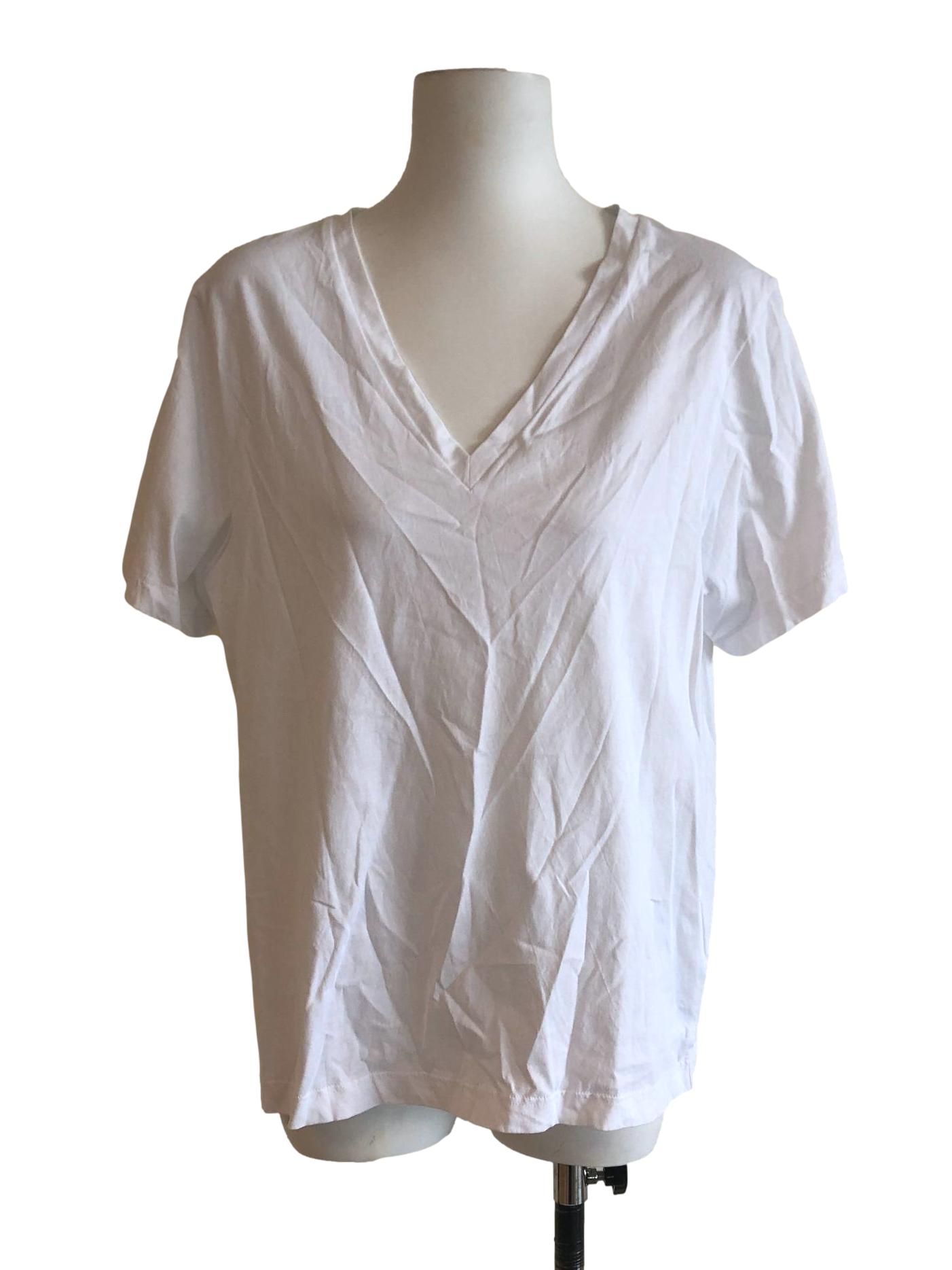 Porcelain White V Neck Summer T Shirts