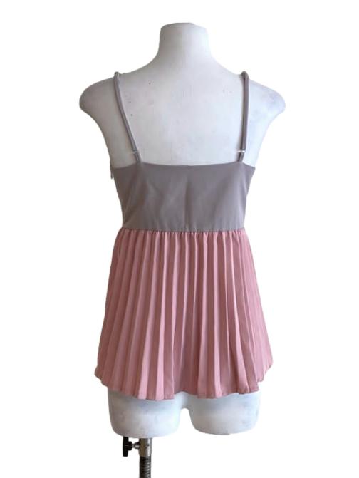 Cloud Grey And Crepe Pink Pleated Dress