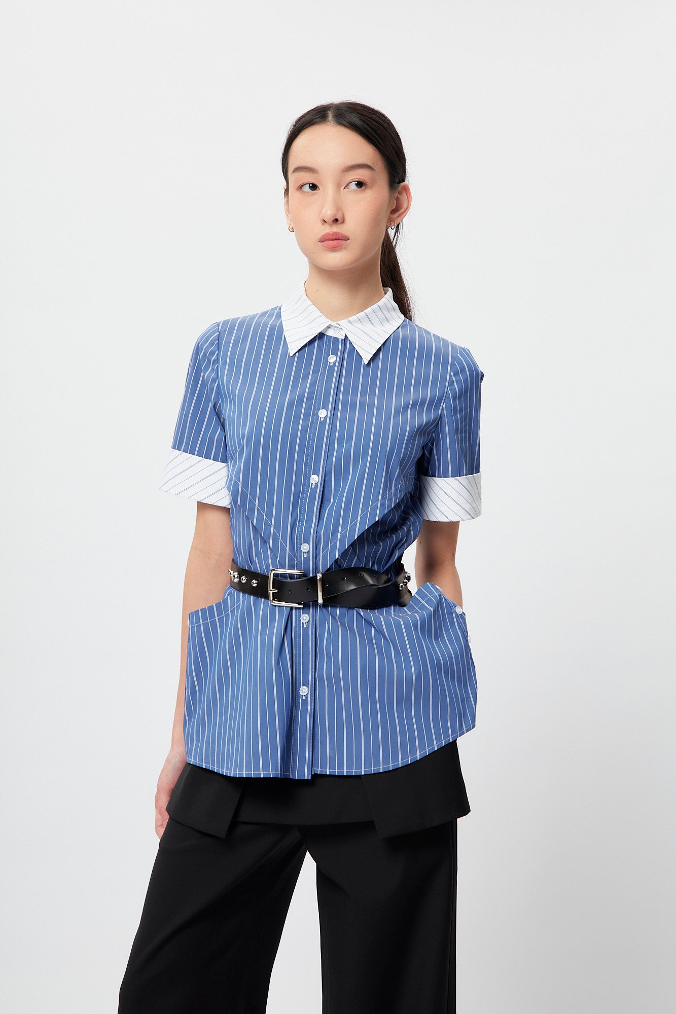Structural Layers Shirt In Blue Stripe CSN