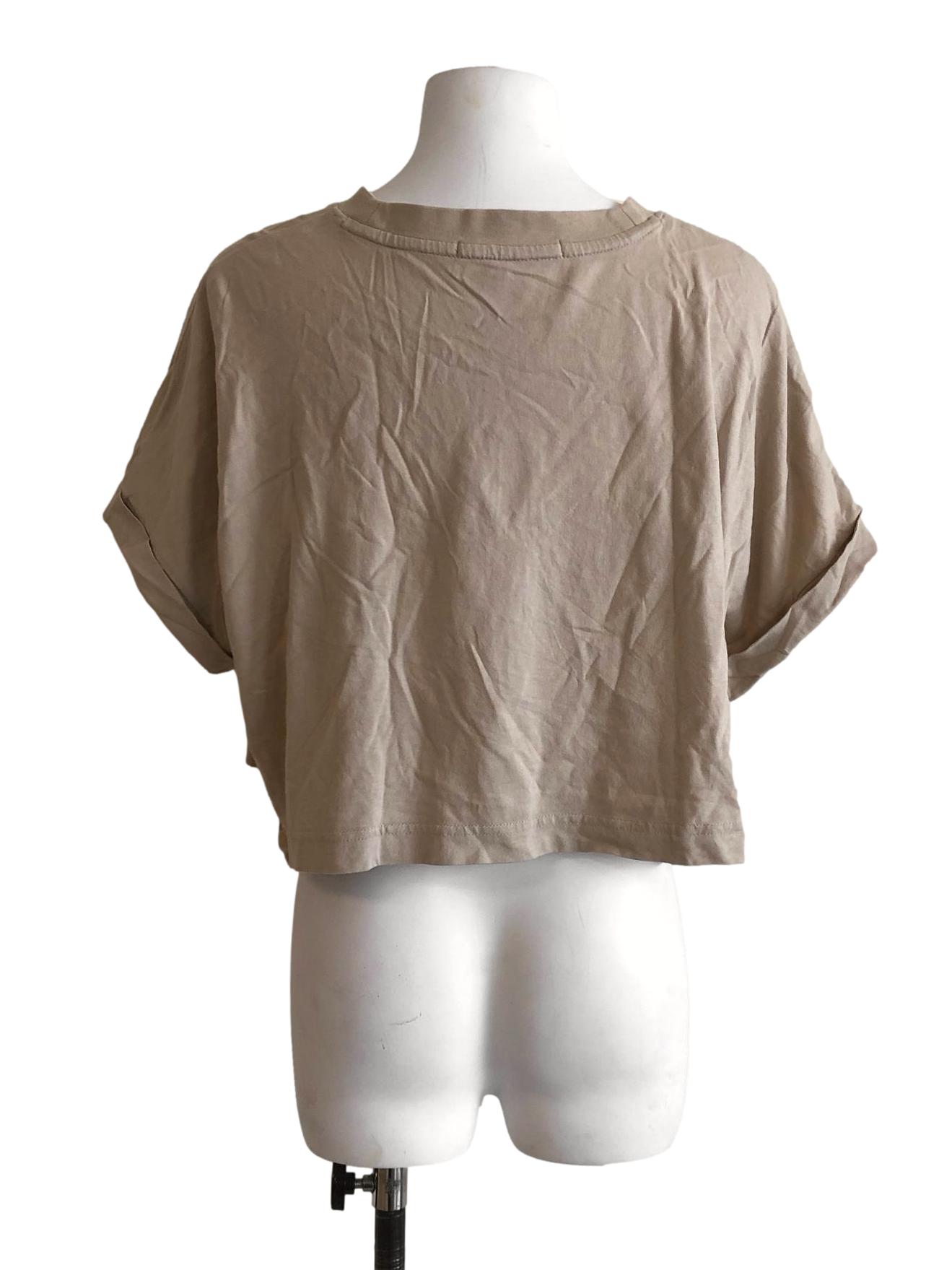 Beige Round Neck CK Cropped Top