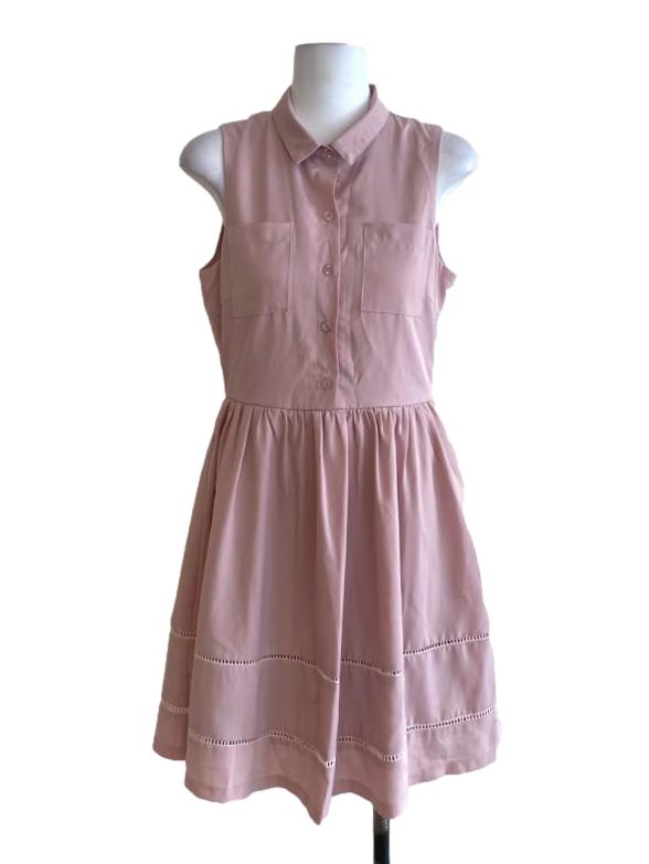 Lemonade Pink Button Down Drop Waist Dress