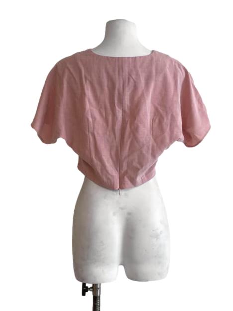 Salmon Pink V-Neck Crop Top