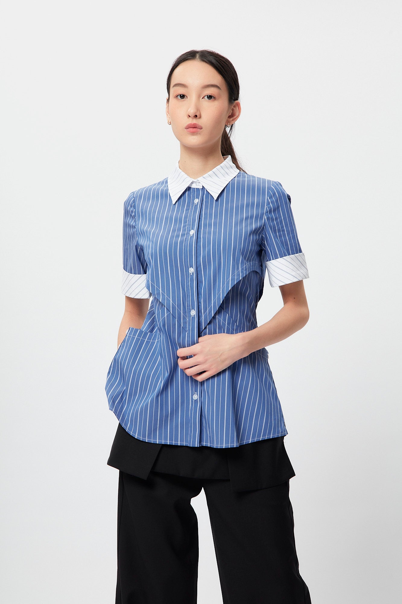 Structural Layers Shirt In Blue Stripe CSN