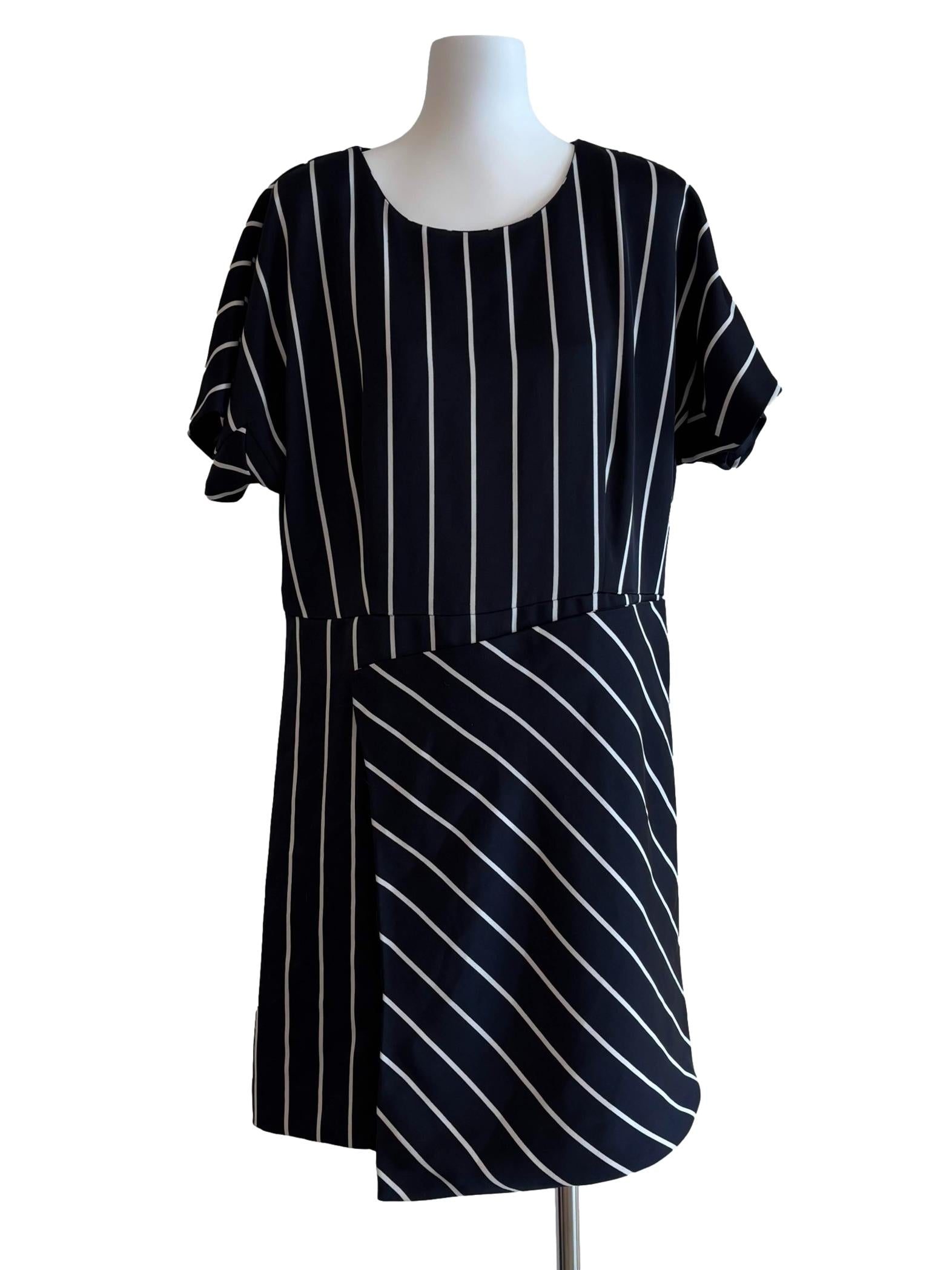 Parisian Black Striped Short Sleeve Dress