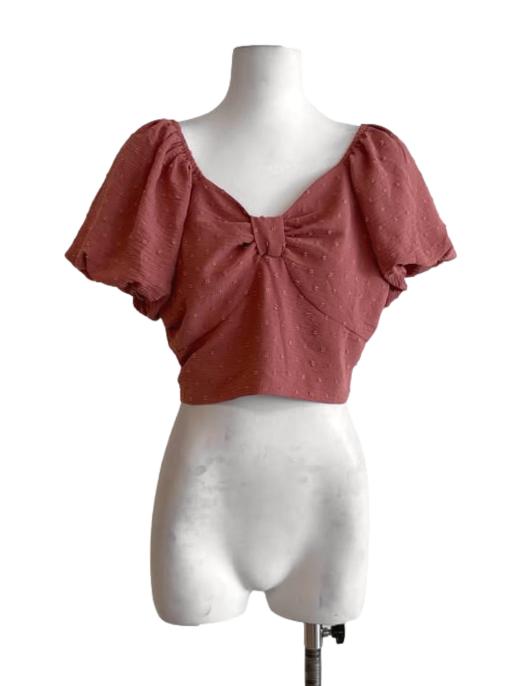 Blush Pink Ribbon Pattern Bubble Blouse