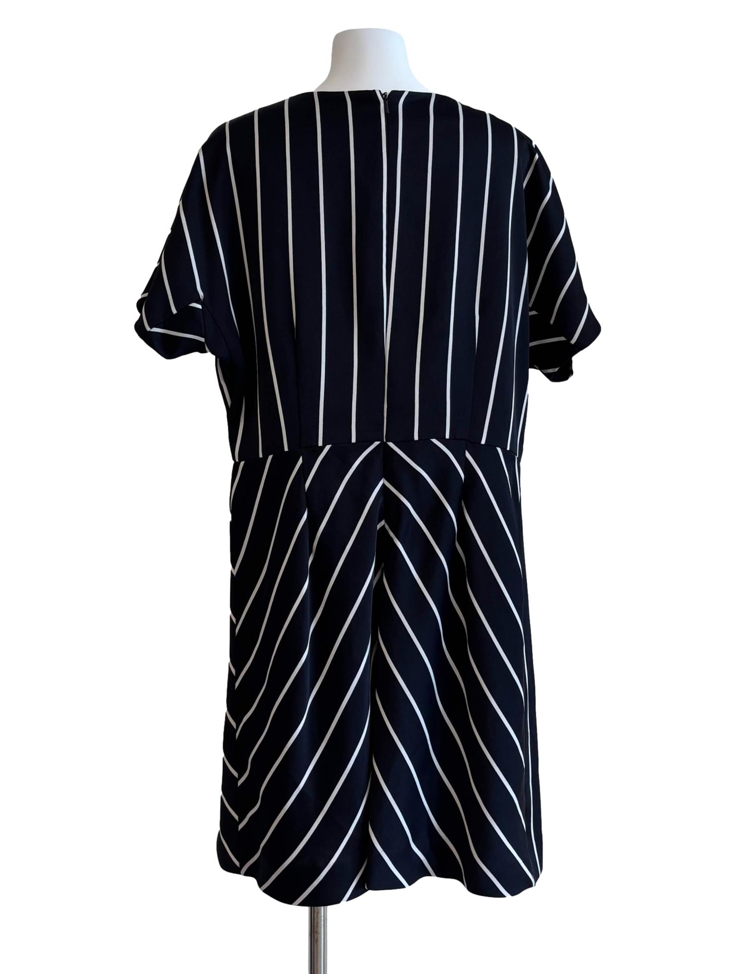 Parisian Black Striped Short Sleeve Dress