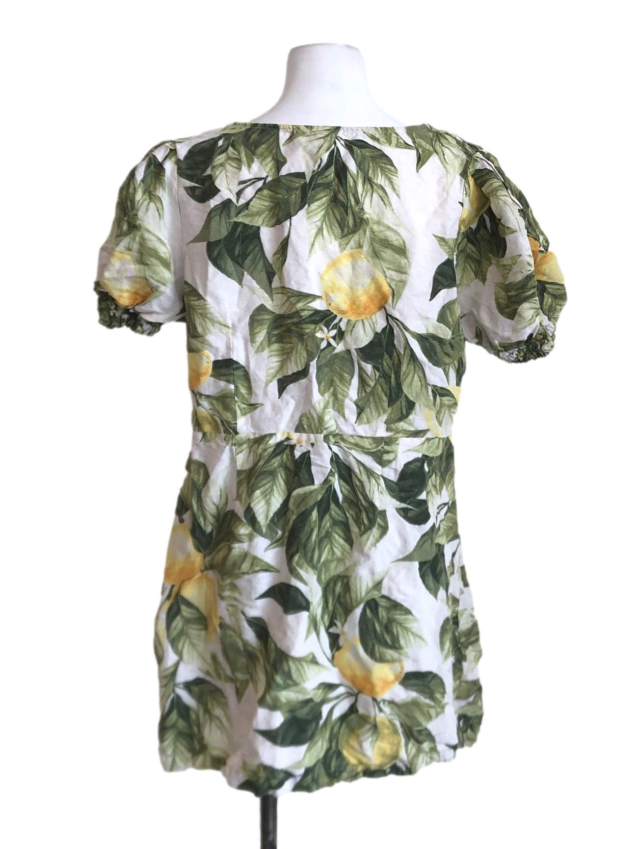 Leafy Green Puffy Mini Dress