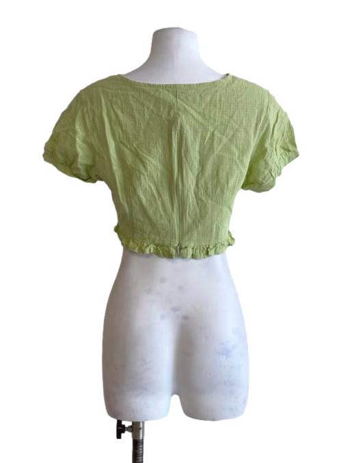 Lime Green V-Neck Button Down Top