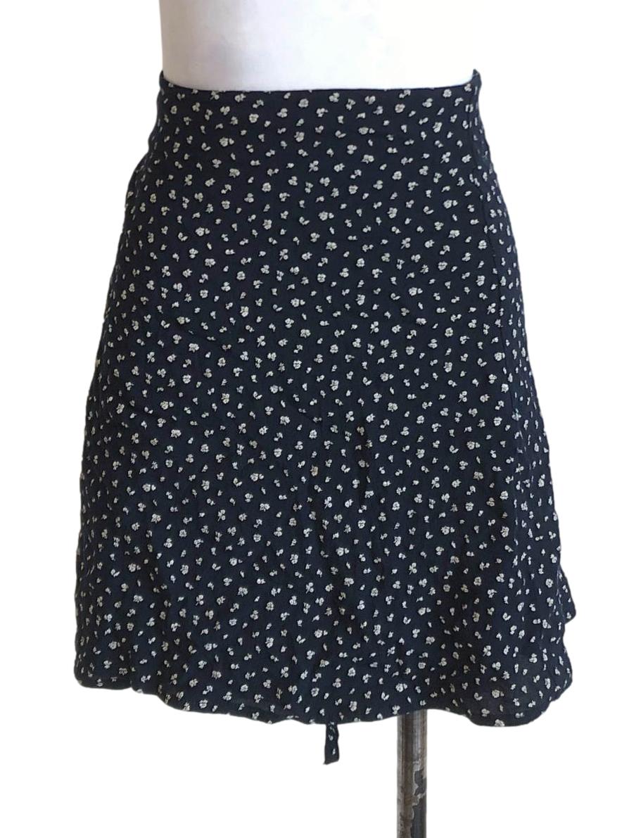 Denim Blue Floral Wrapped Skirt