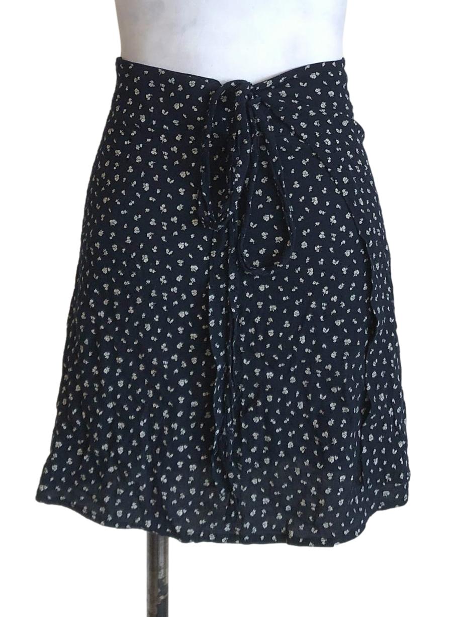 Denim Blue Floral Wrapped Skirt
