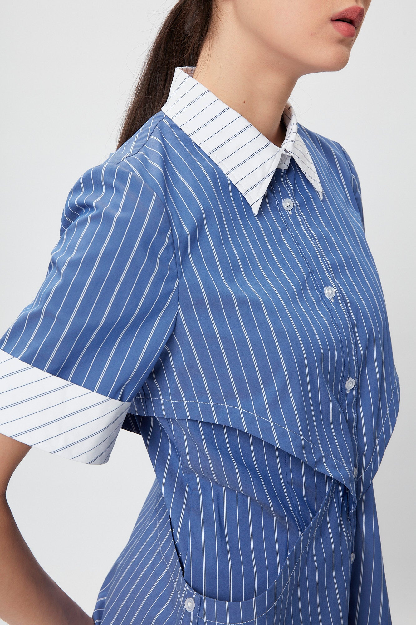 Structural Layers Shirt In Blue Stripe CSN