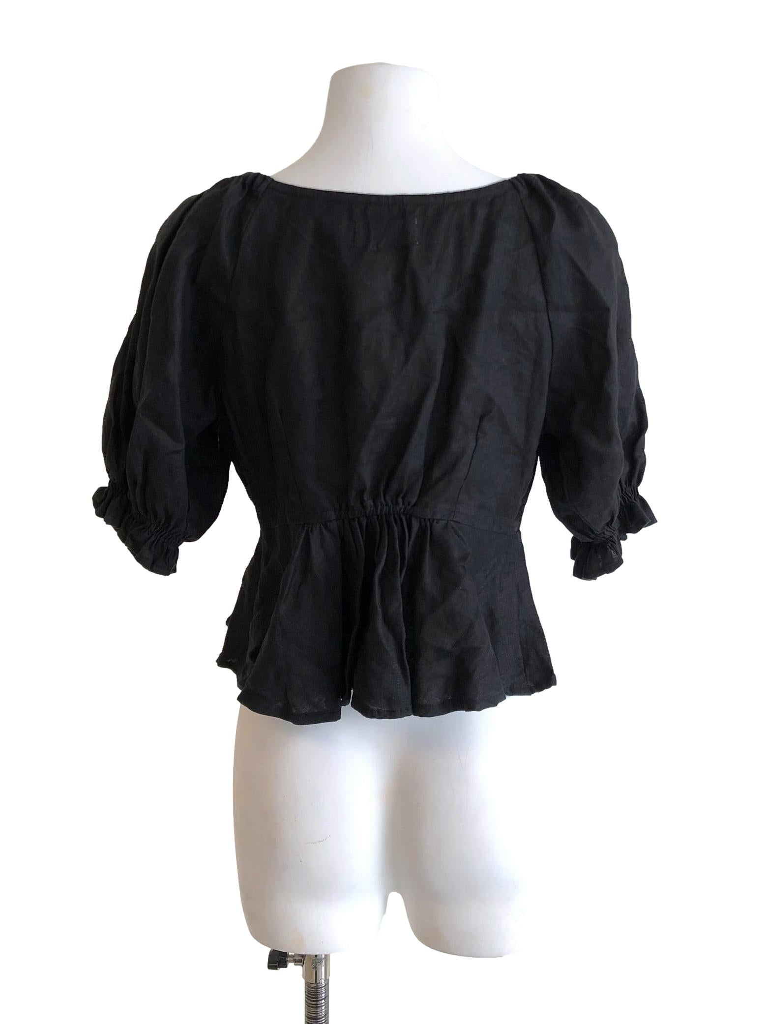 Jade Black Ruffle Cropped Top