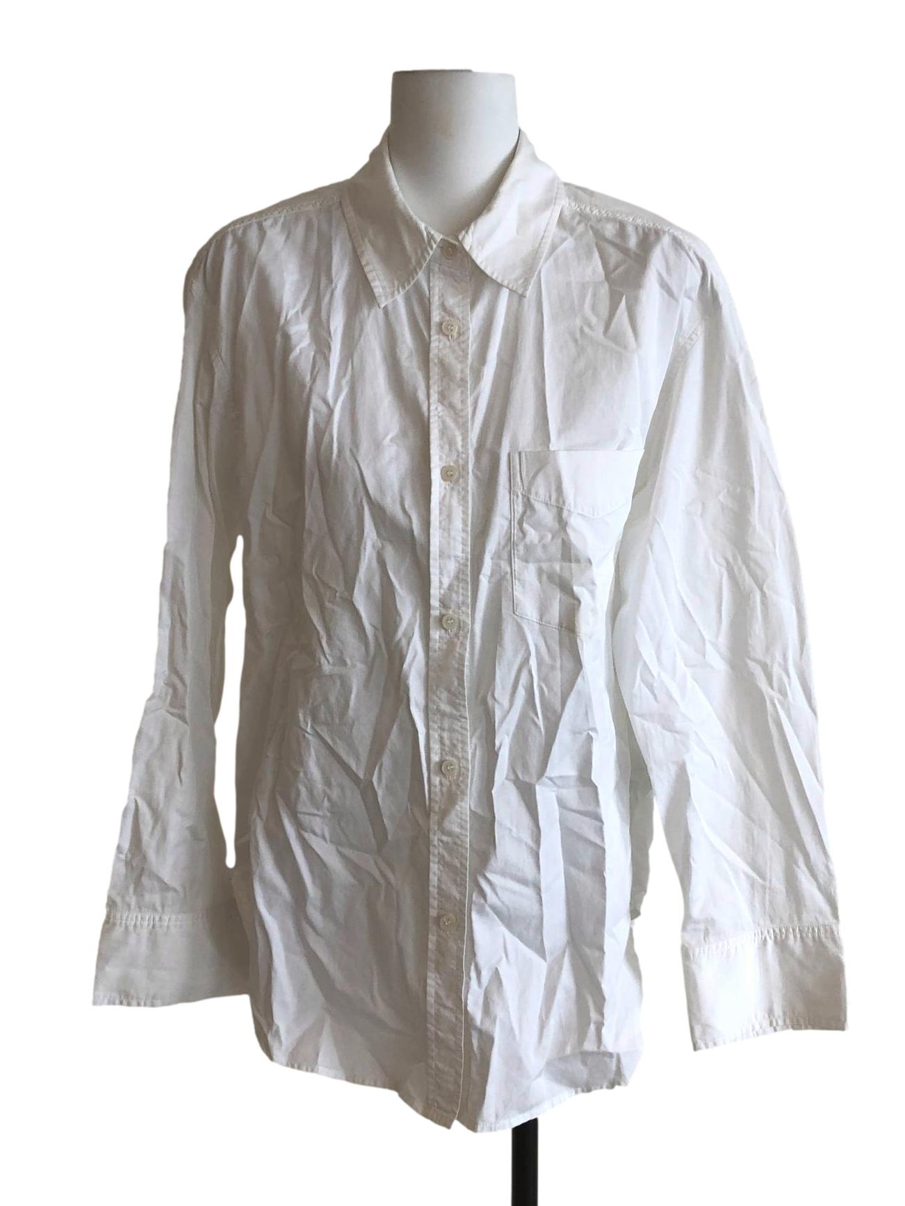 Powder White Plain Long Sleeve Collar Shirt
