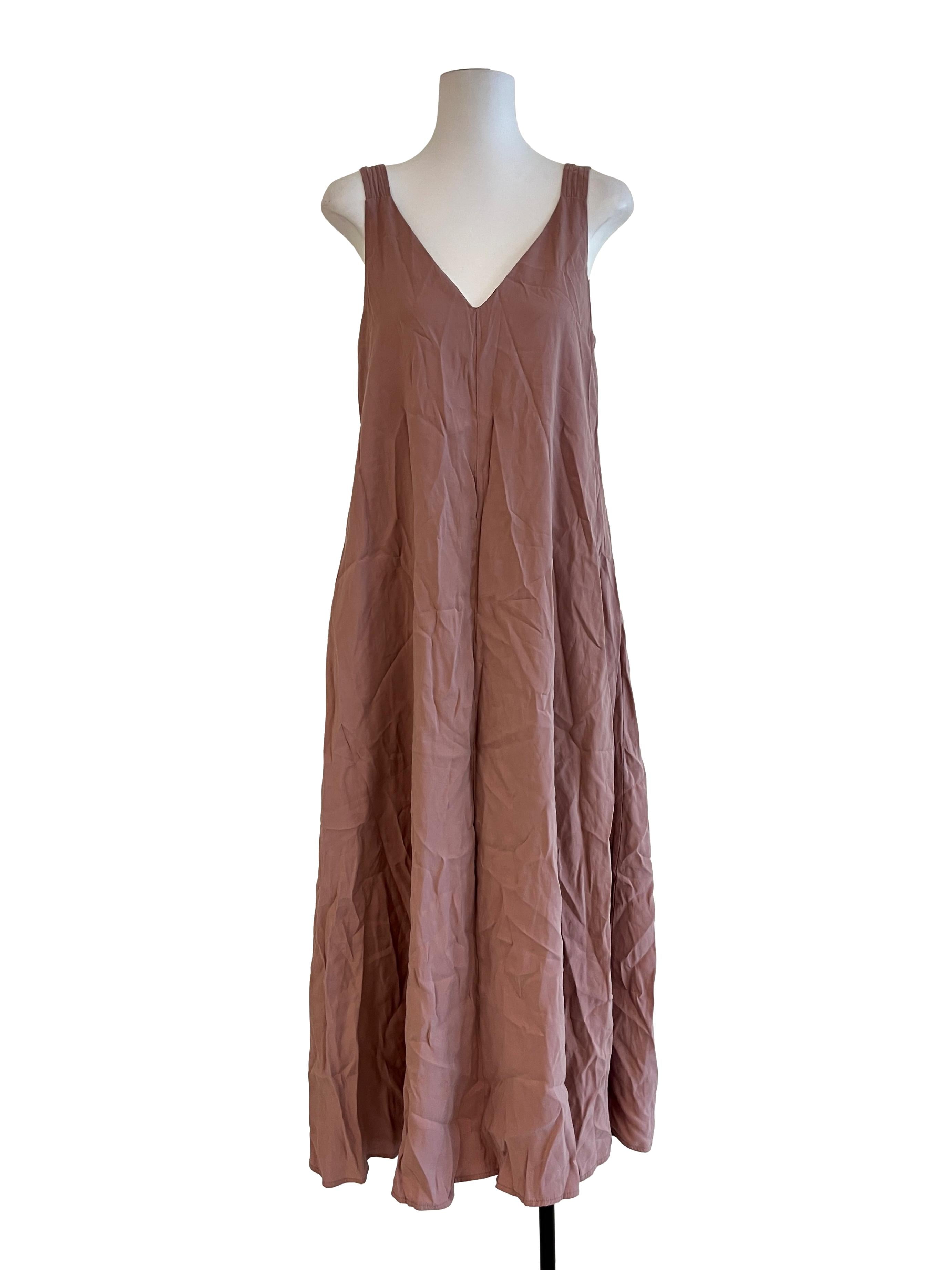 Mauve Pink V Neck Sleeveless Dress