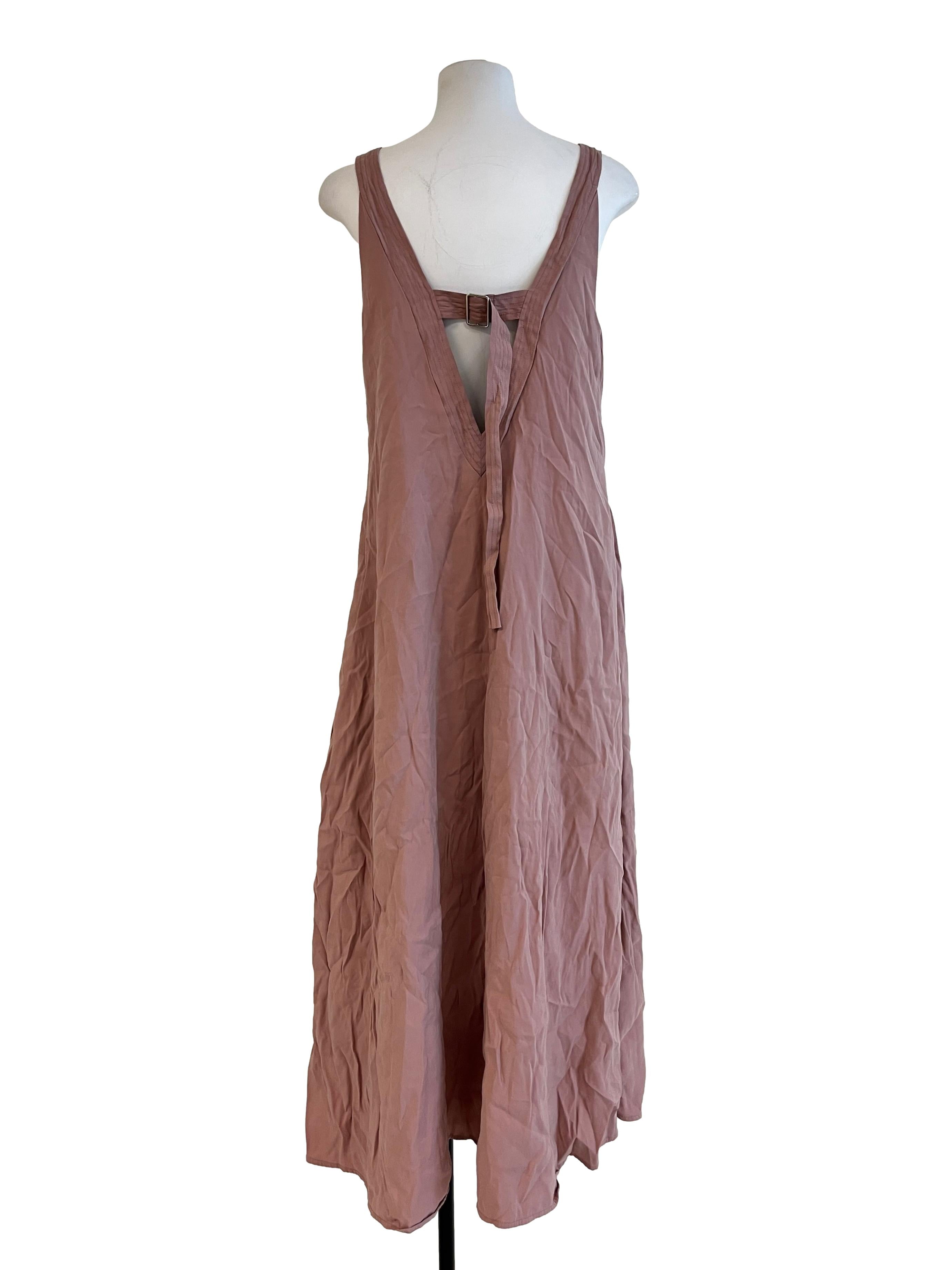 Mauve Pink V Neck Sleeveless Dress