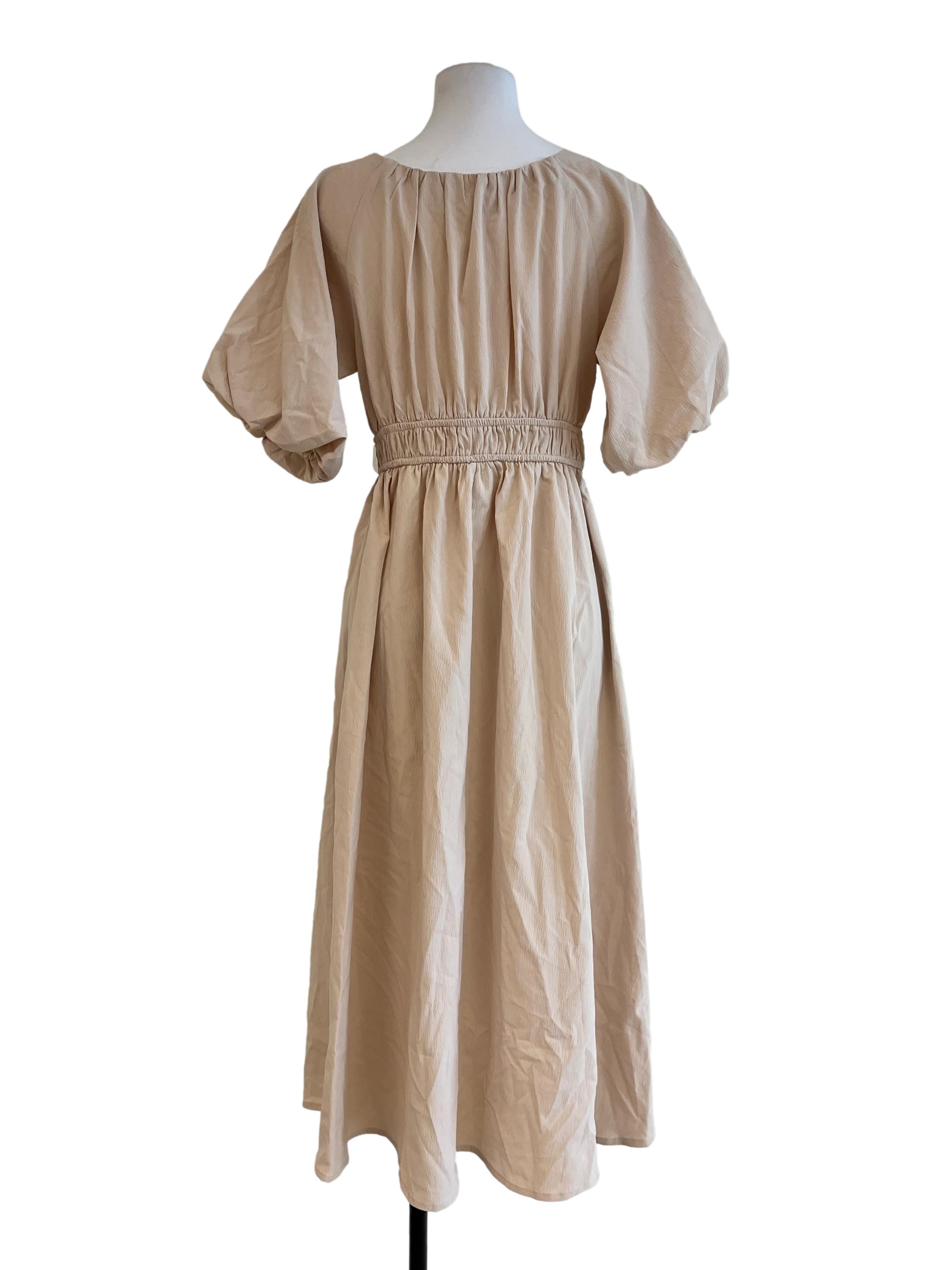 Light Beige V Neck Dress