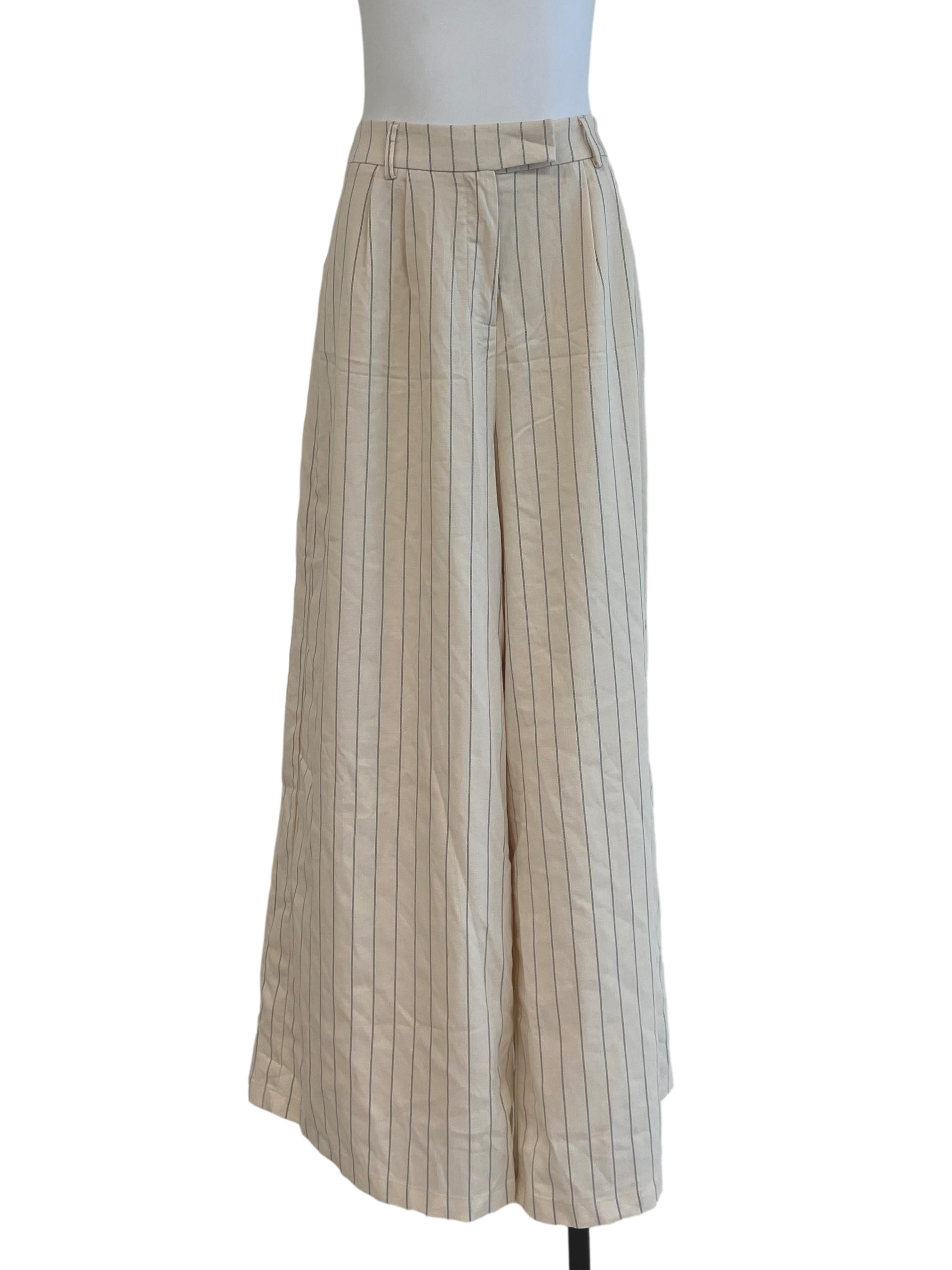 Off White Striped Wide Leg Pants