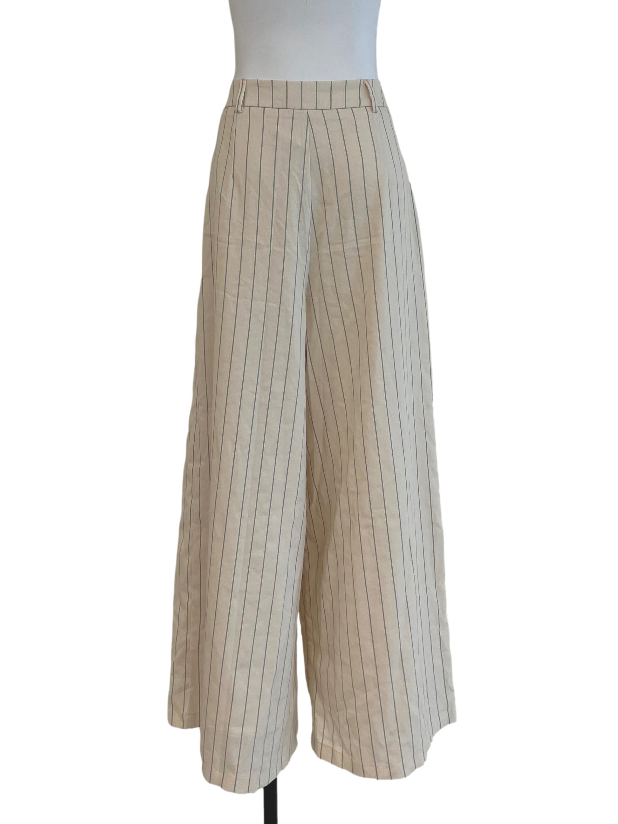 Off White Striped Wide Leg Pants