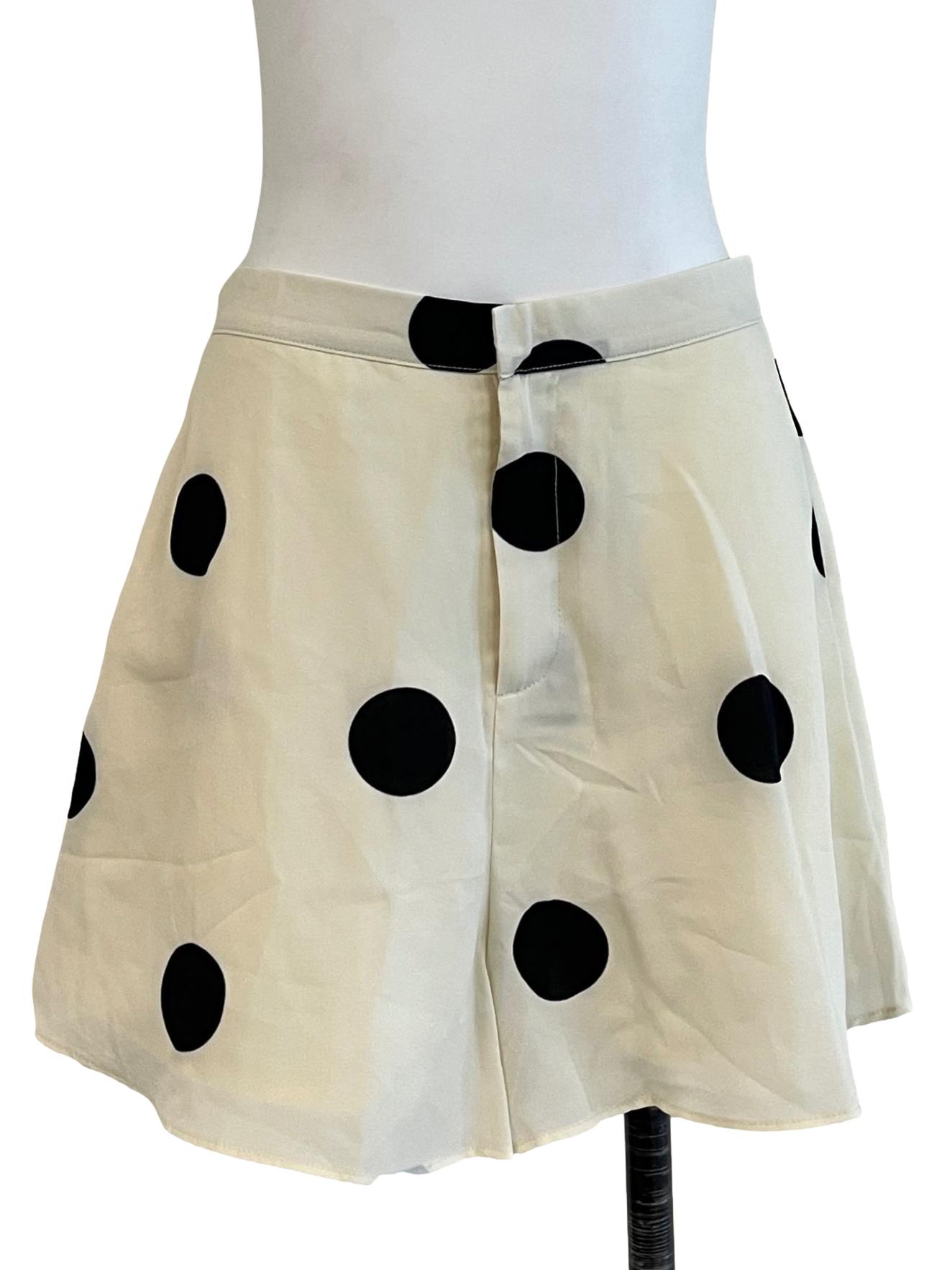 Cream White Polkadot Skorts