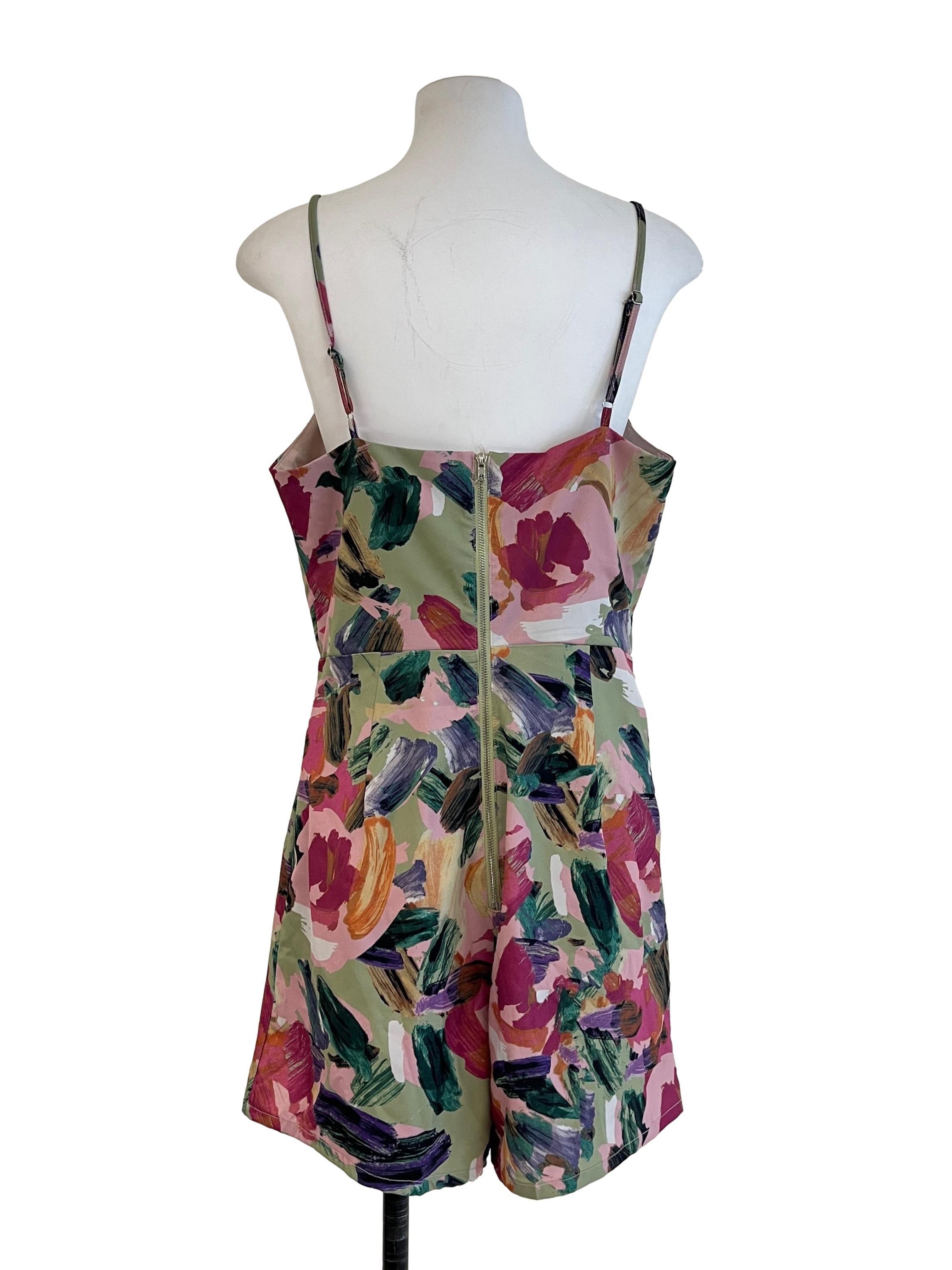 Fern Green Floral Print Romper