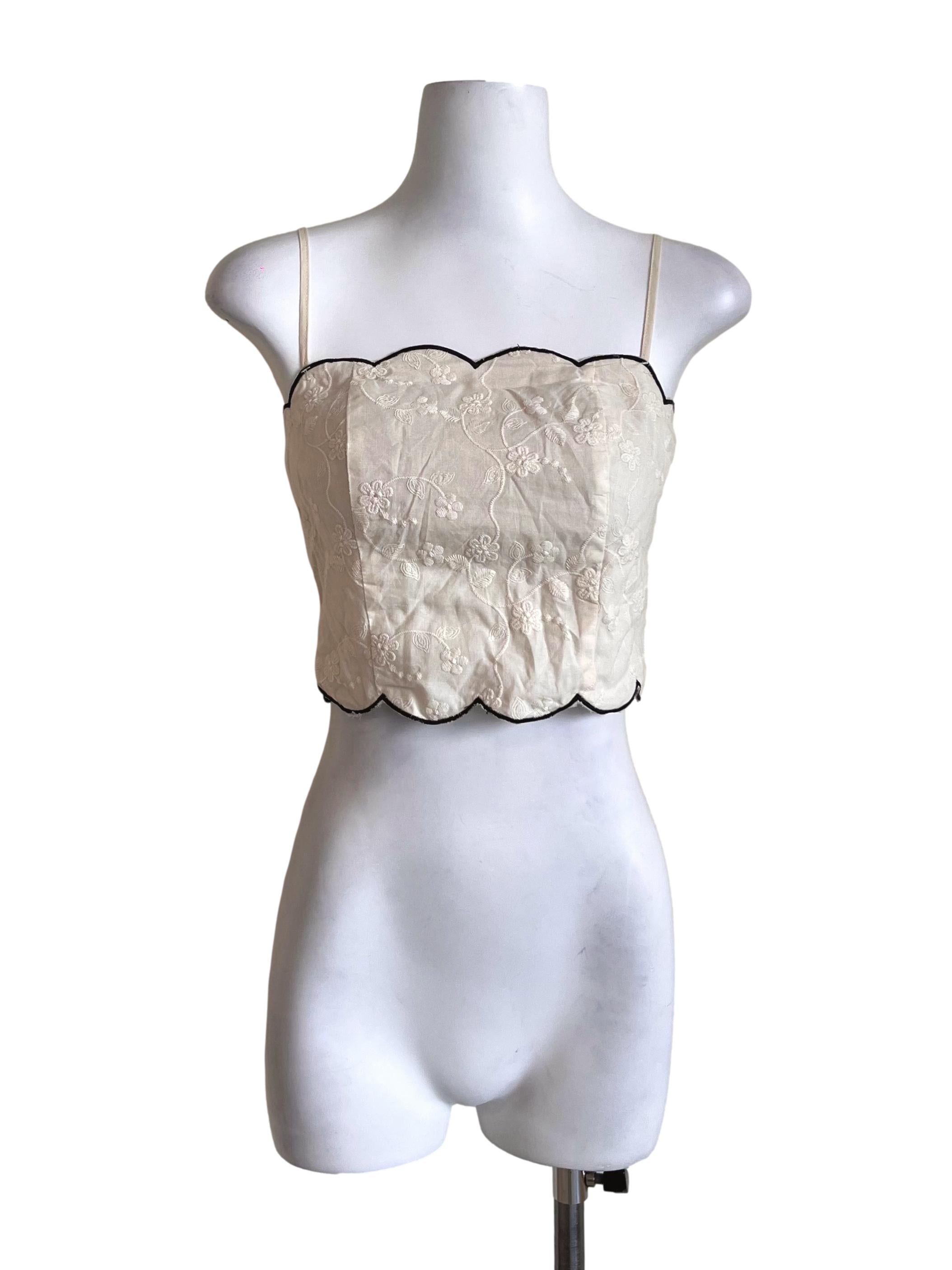 Bone Beige Floral Pattern Top