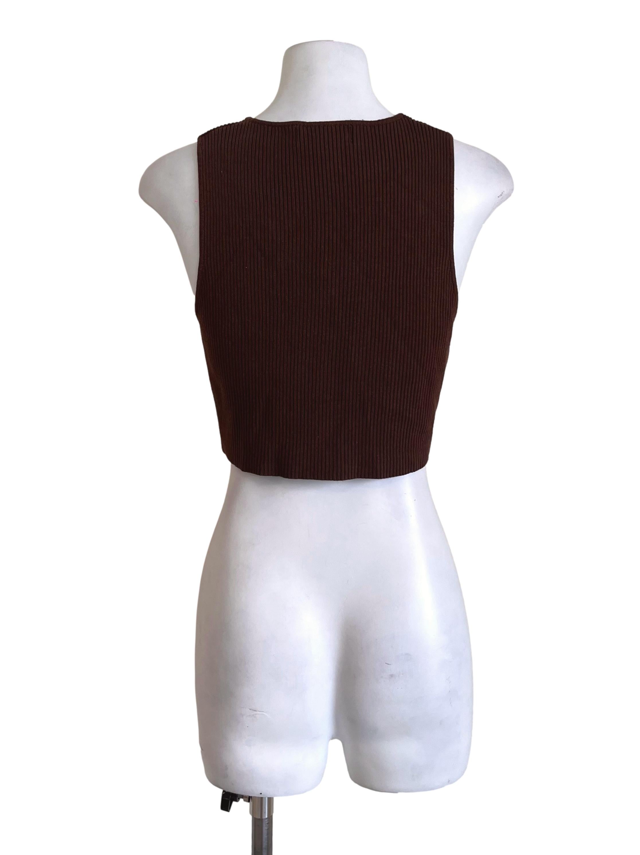 Brunette Brown Deep V Neck Top TTR