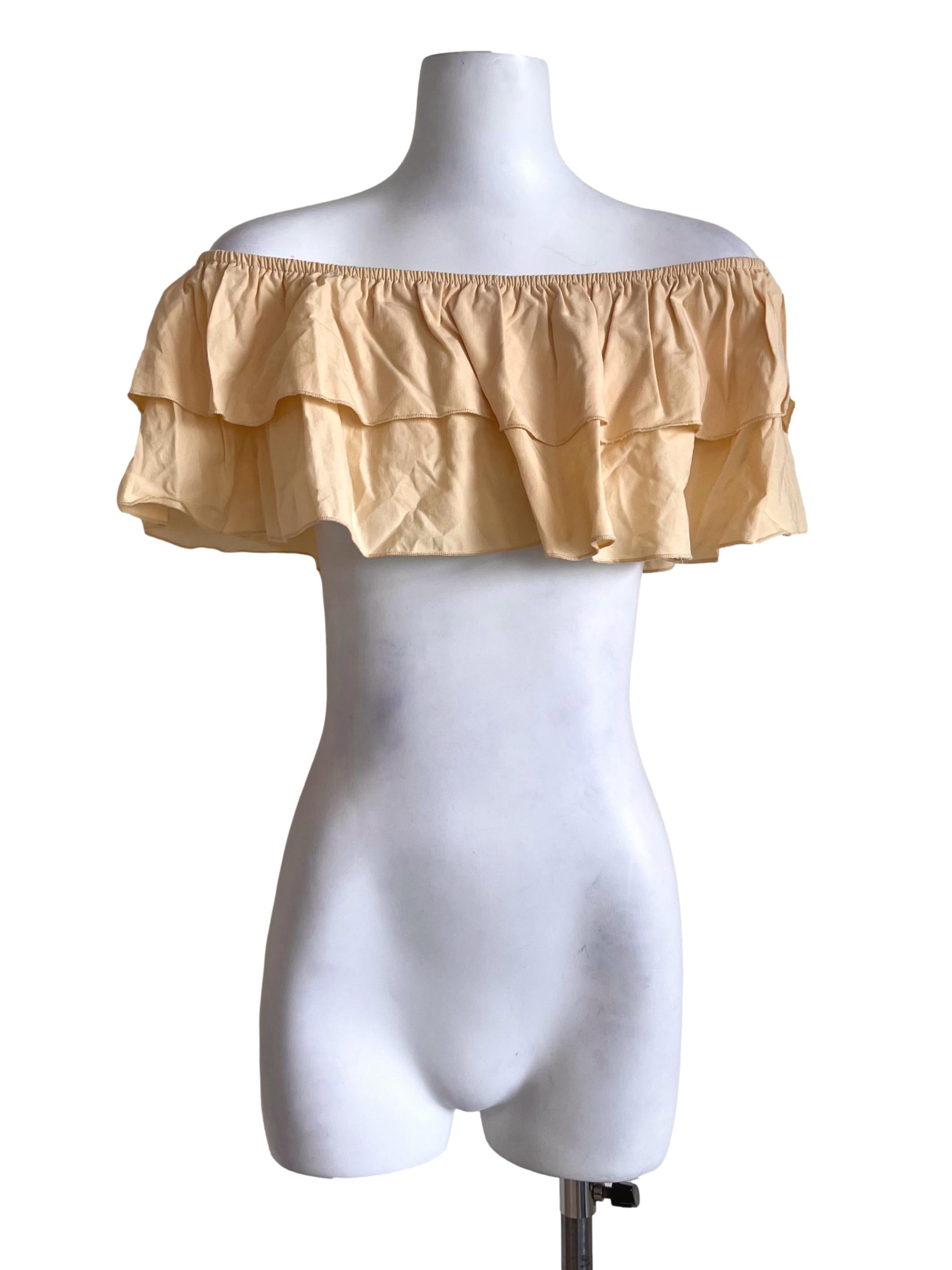 Parmesan Yellow Off Shoulder Frill Top YHF