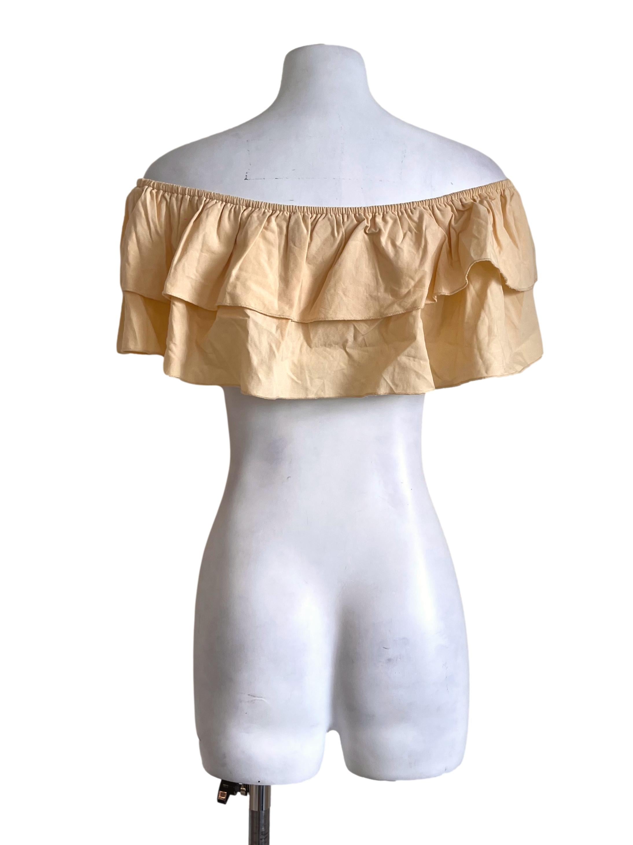 Parmesan Yellow Off Shoulder Frill Top YHF