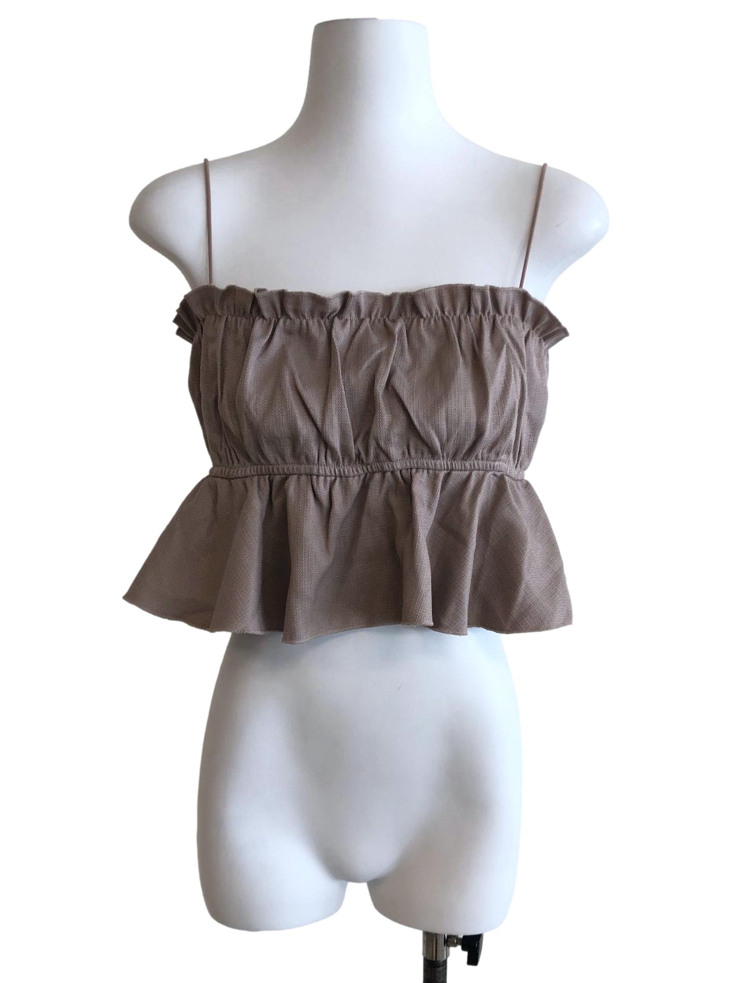 Tortilla Brown Peplum Camisole Top