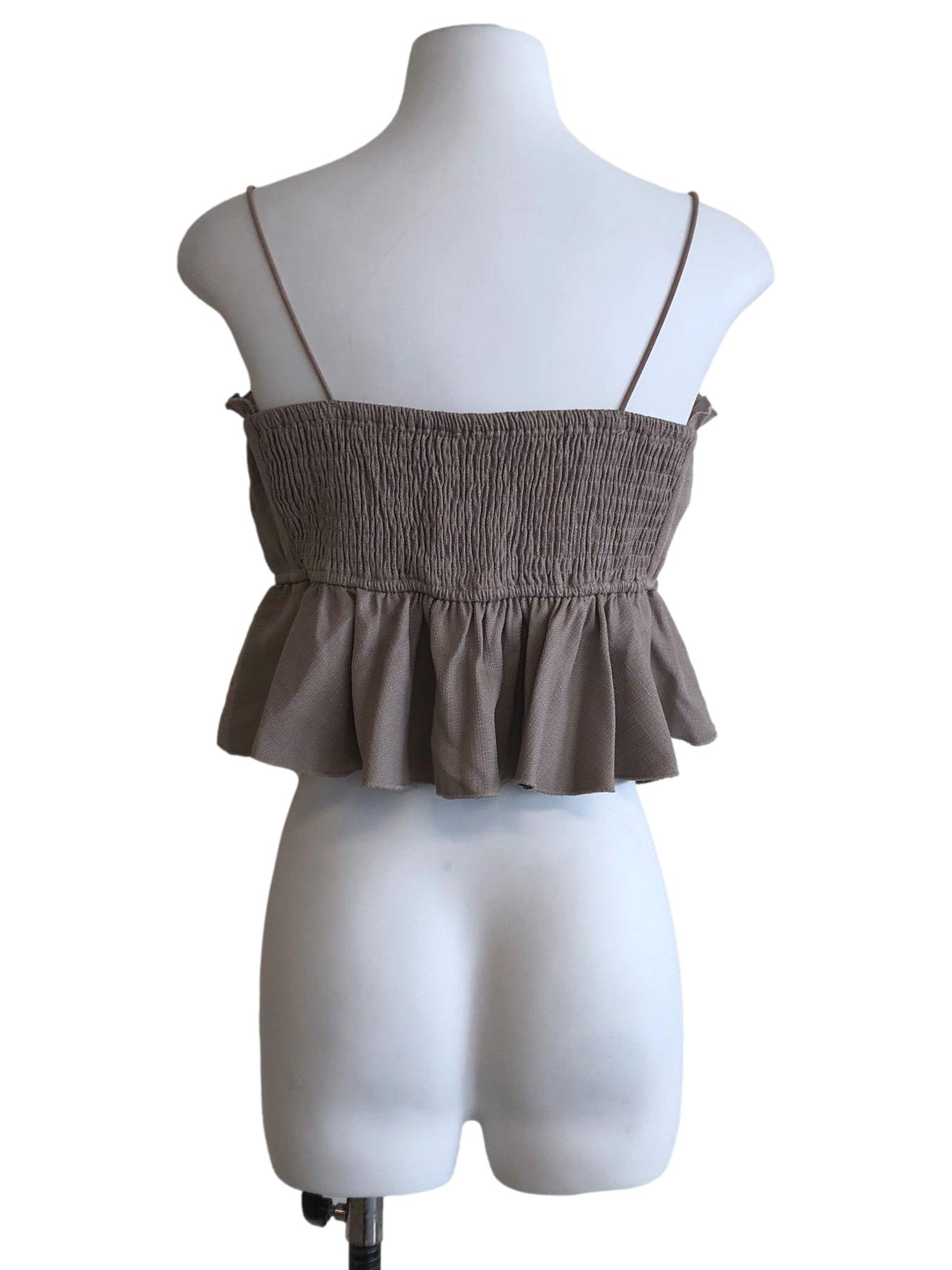 Tortilla Brown Peplum Camisole Top