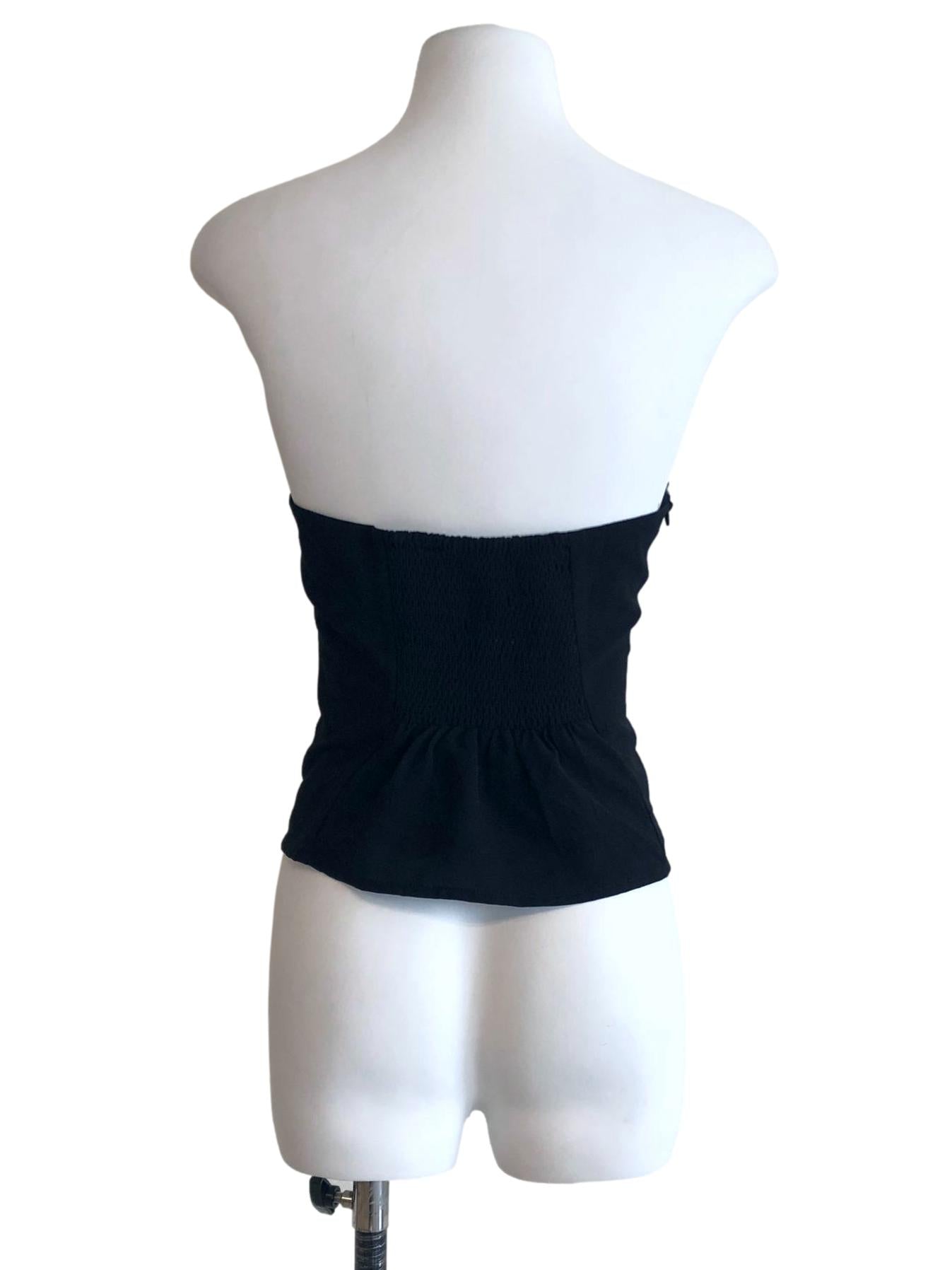 Black Tie Front Strapless Top