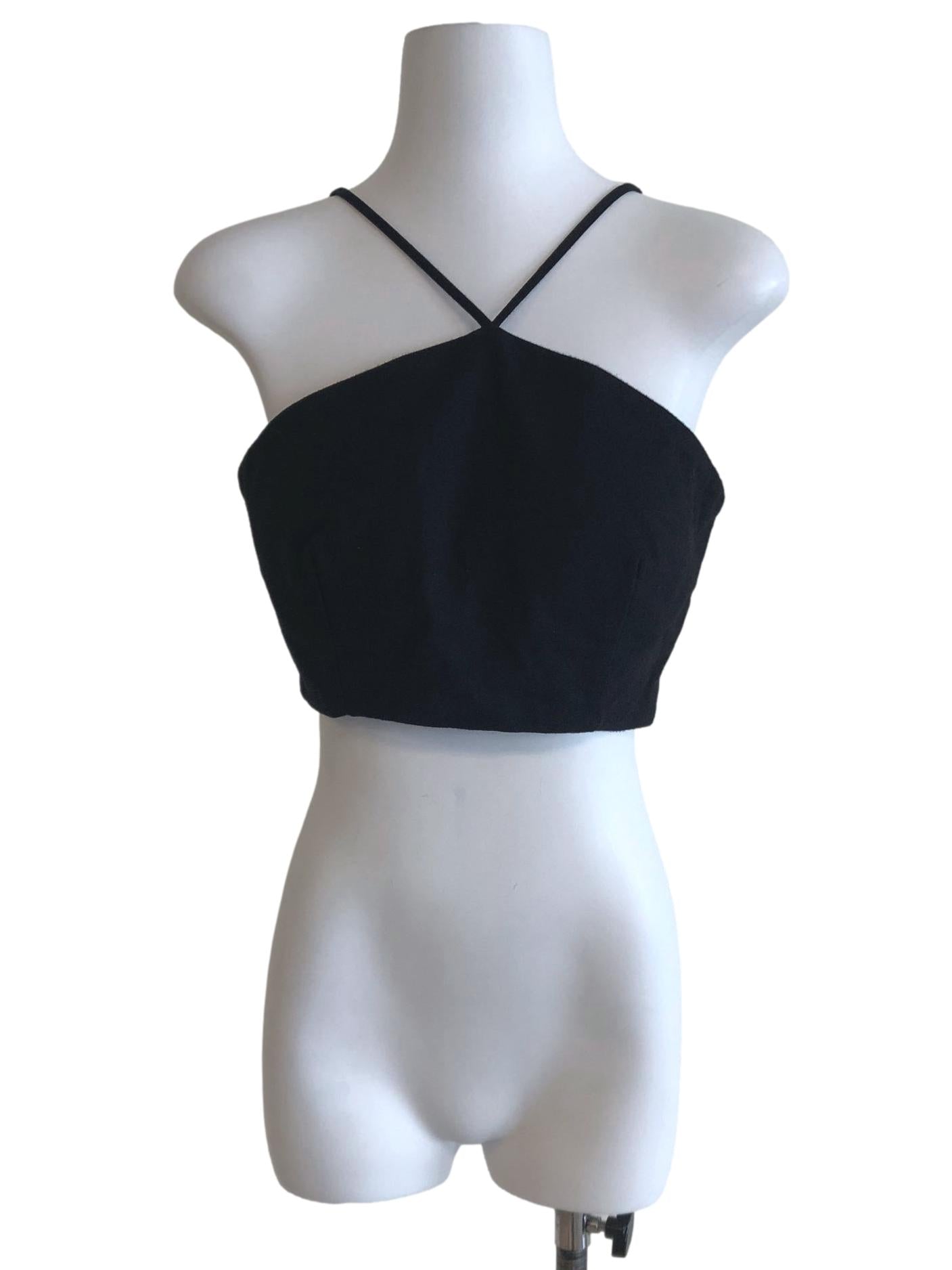 Jet Black Halter Cropped Top