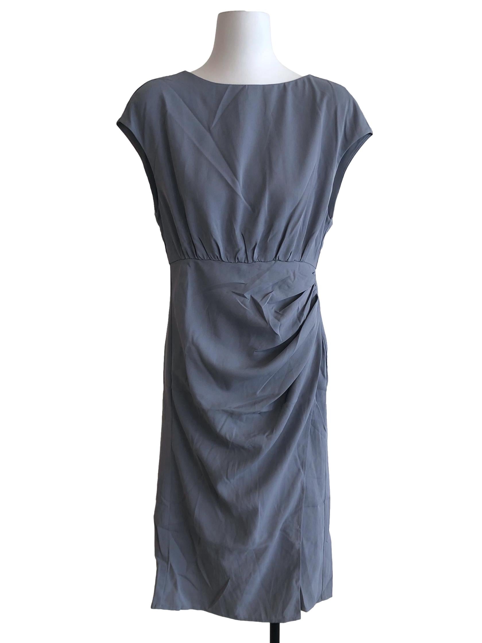 Silver Grey Elegant Slit Midi Dress