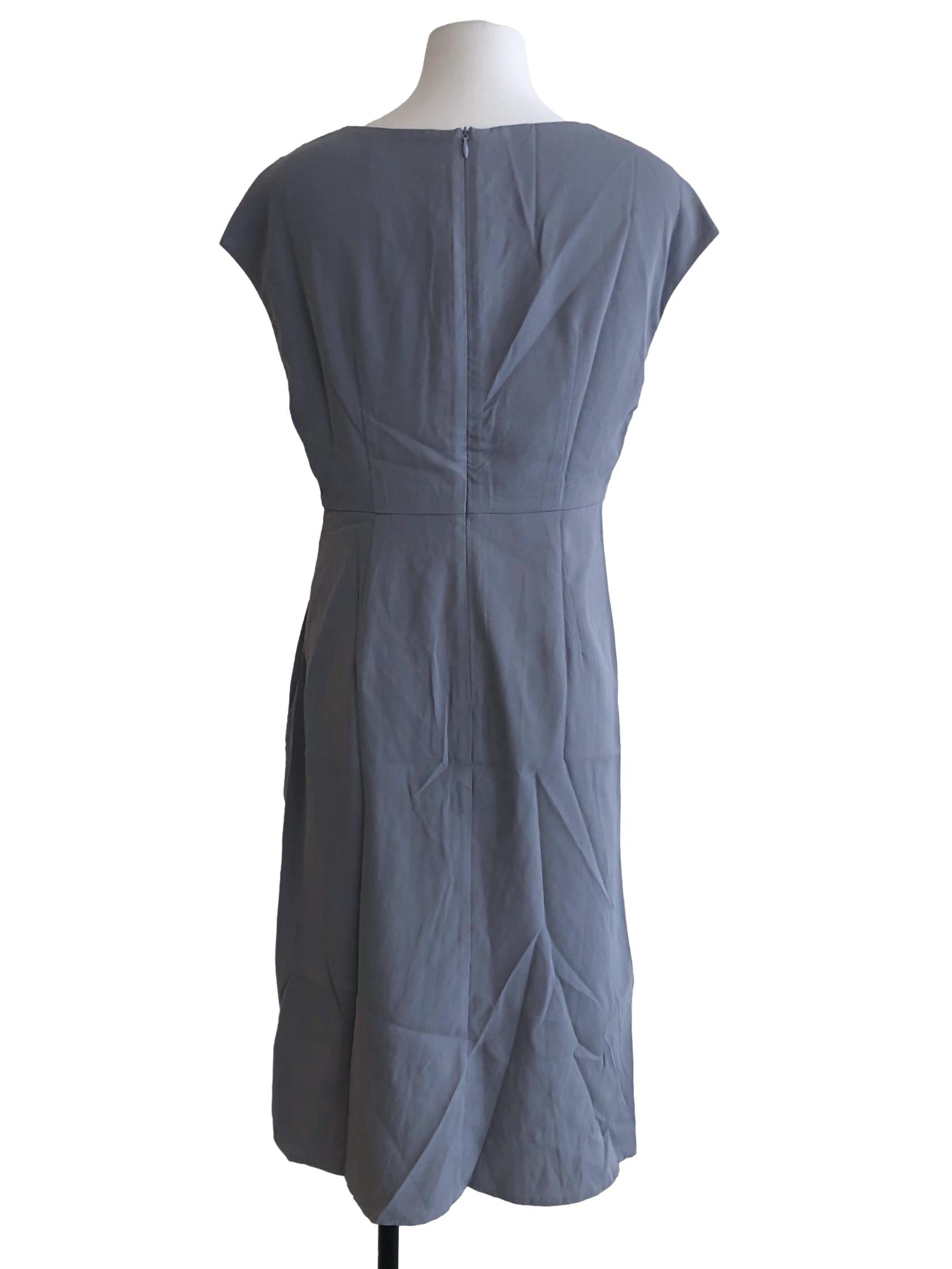 Silver Grey Elegant Slit Midi Dress