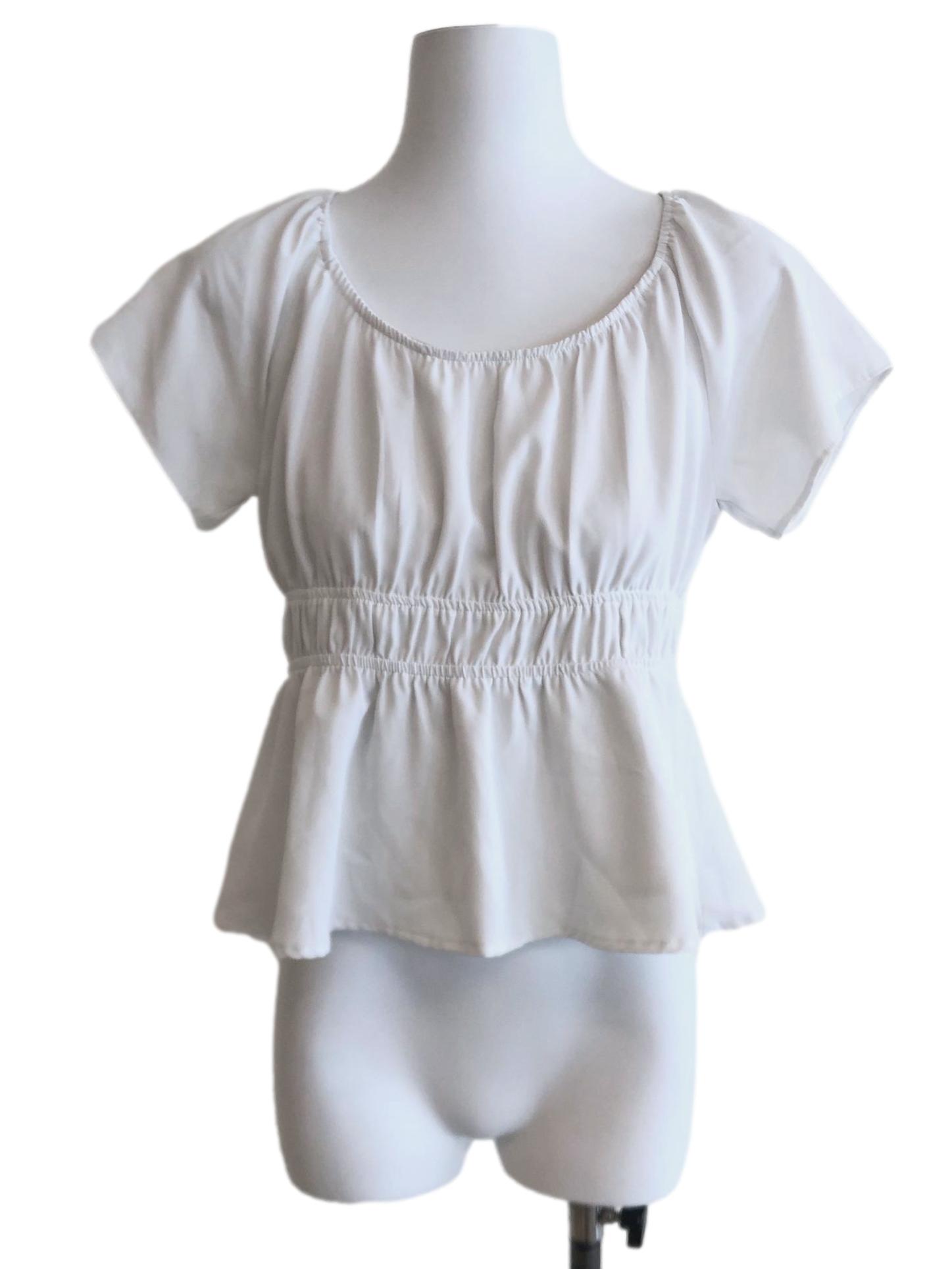 Powder White Crop Top Blouse